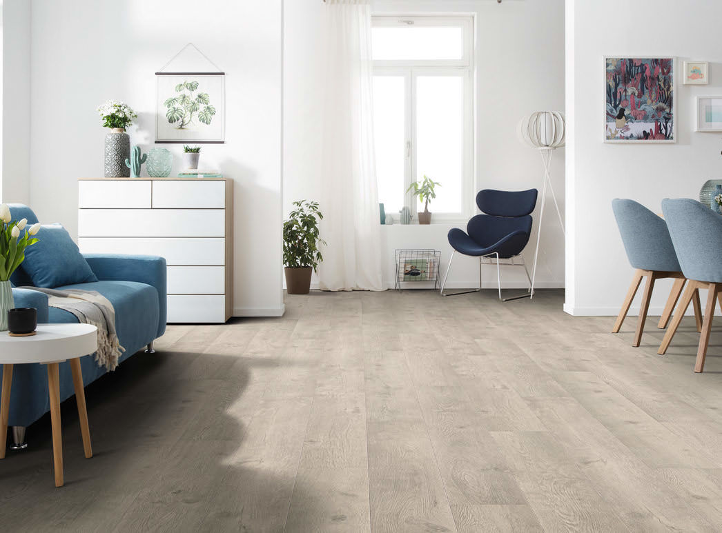 HARO Laminatgulv TRITTY 100 Plank 4V Eg Bergamo sølvgrå* authentic soft Silent Pro Top Connect