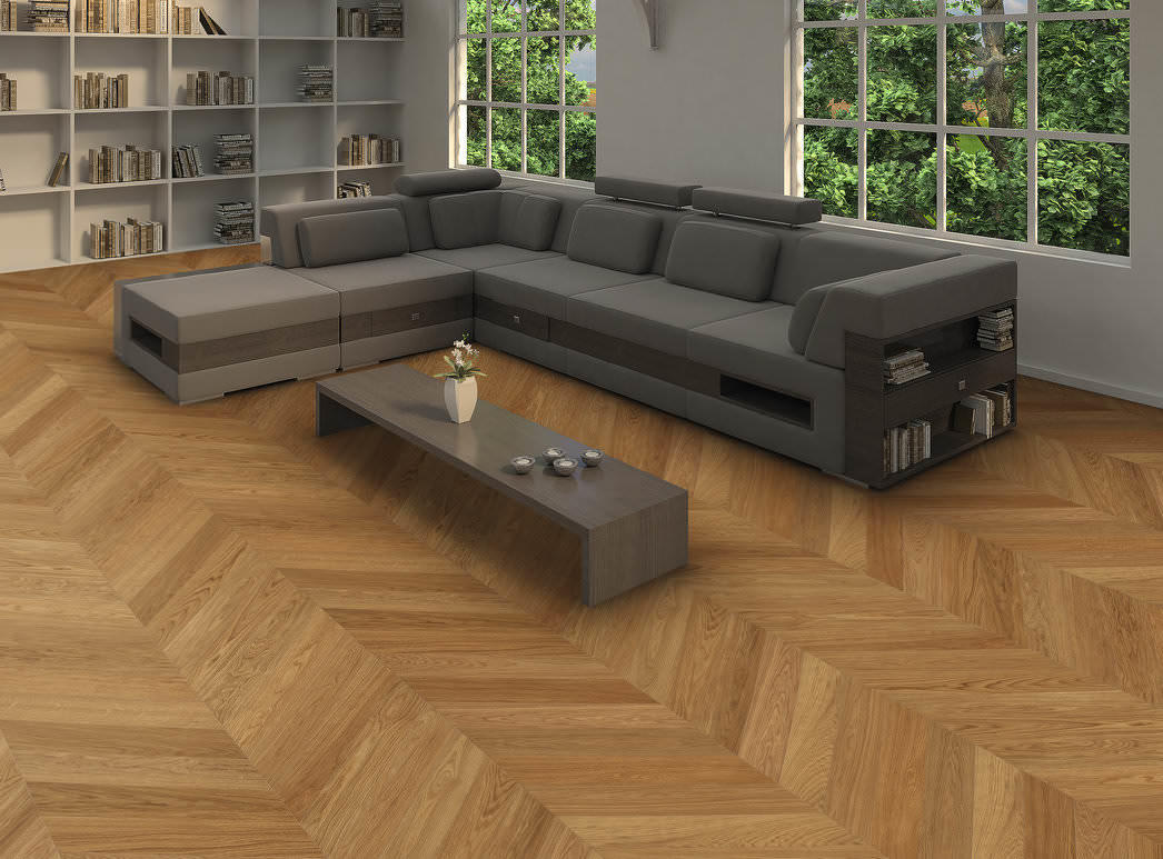 parkettmanufaktur by HARO Chevron 4V Eg Selectiv børstet oleovera Not & fer