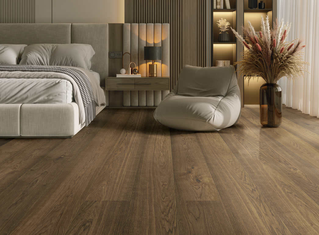 parkettmanufaktur by HARO 6000 Plank XL 4V Afrikansk eg light Selectiv børstet oleovera Not & fer