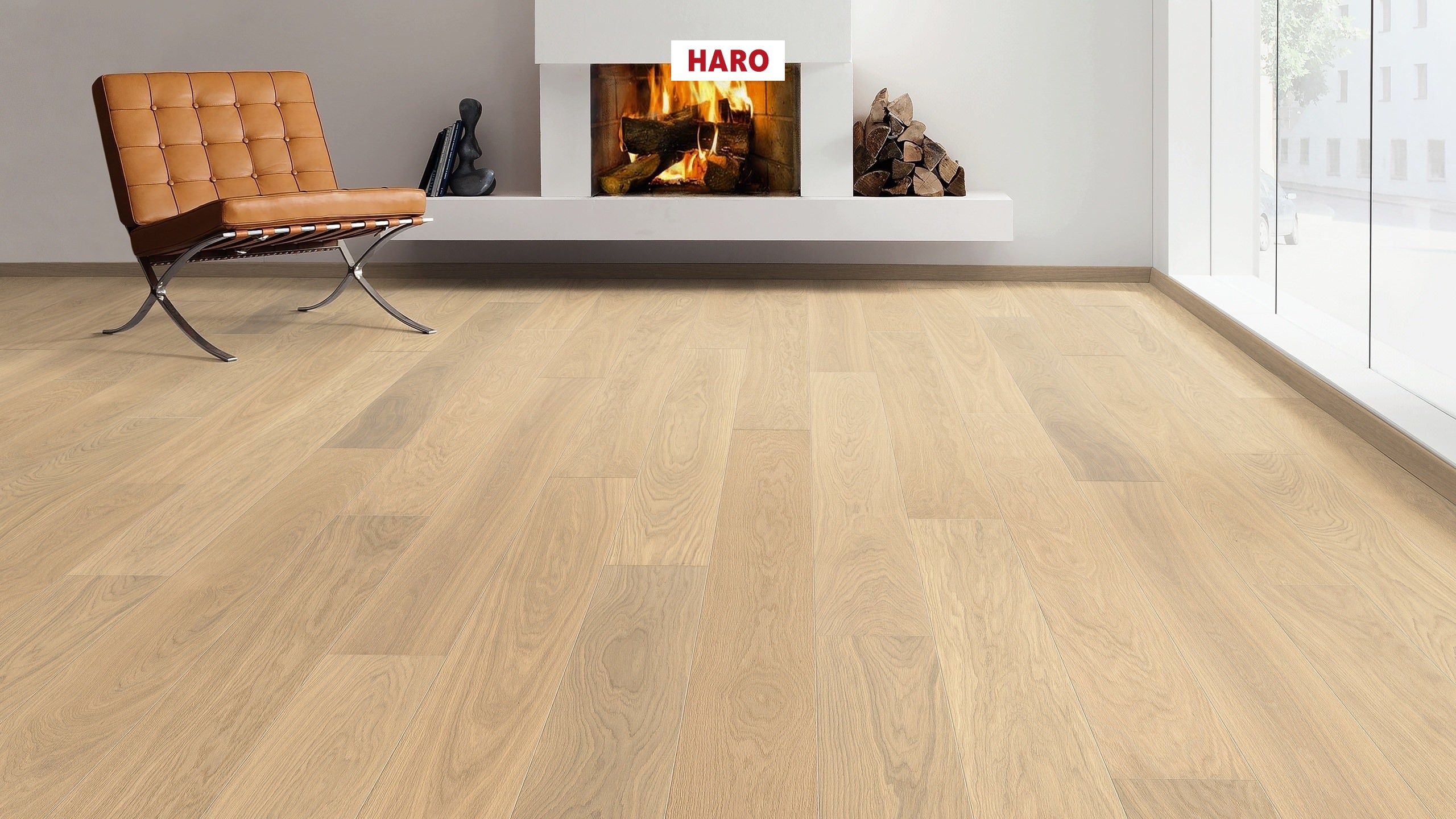 HARO PARKETGULV 4000 Plank 180 4V Eg purohvid Exklusiv børstet naturaLin plus Top Connect