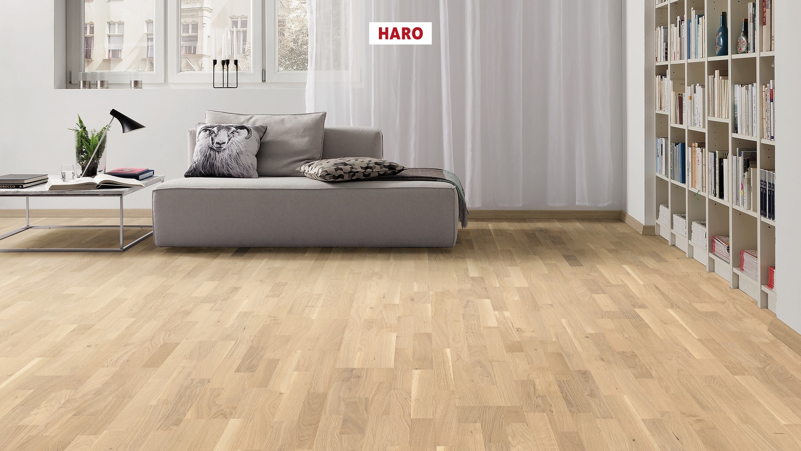 HARO Professional PARKETGULV 4000 3 Stav Eg lysehvid Vario børstet permaDur Top Connect
