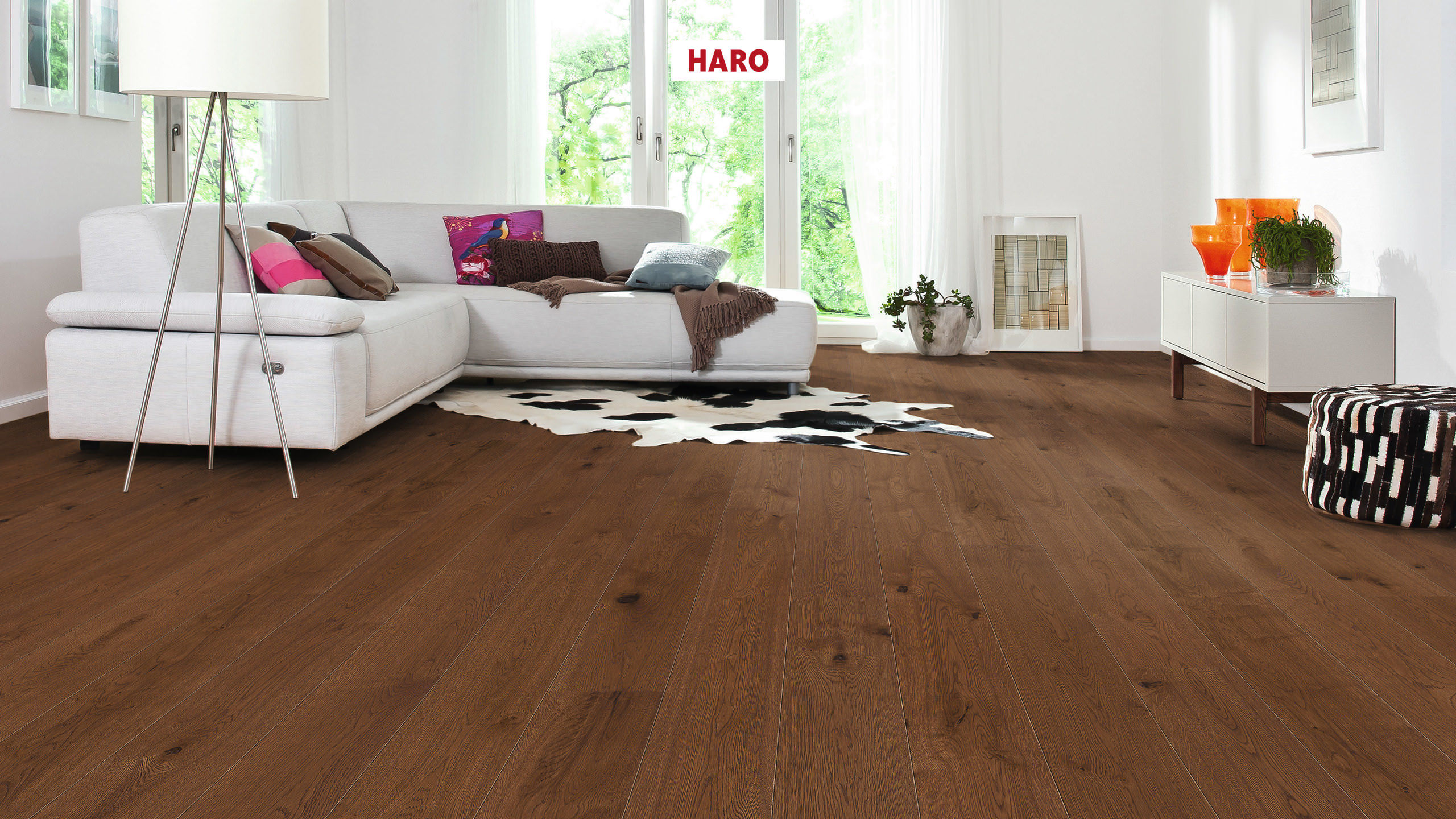 HARO PARKETGULV 3500 HDF Plank 2V Eg muskatbrun Universal børstet naturaLin plus Top Connect