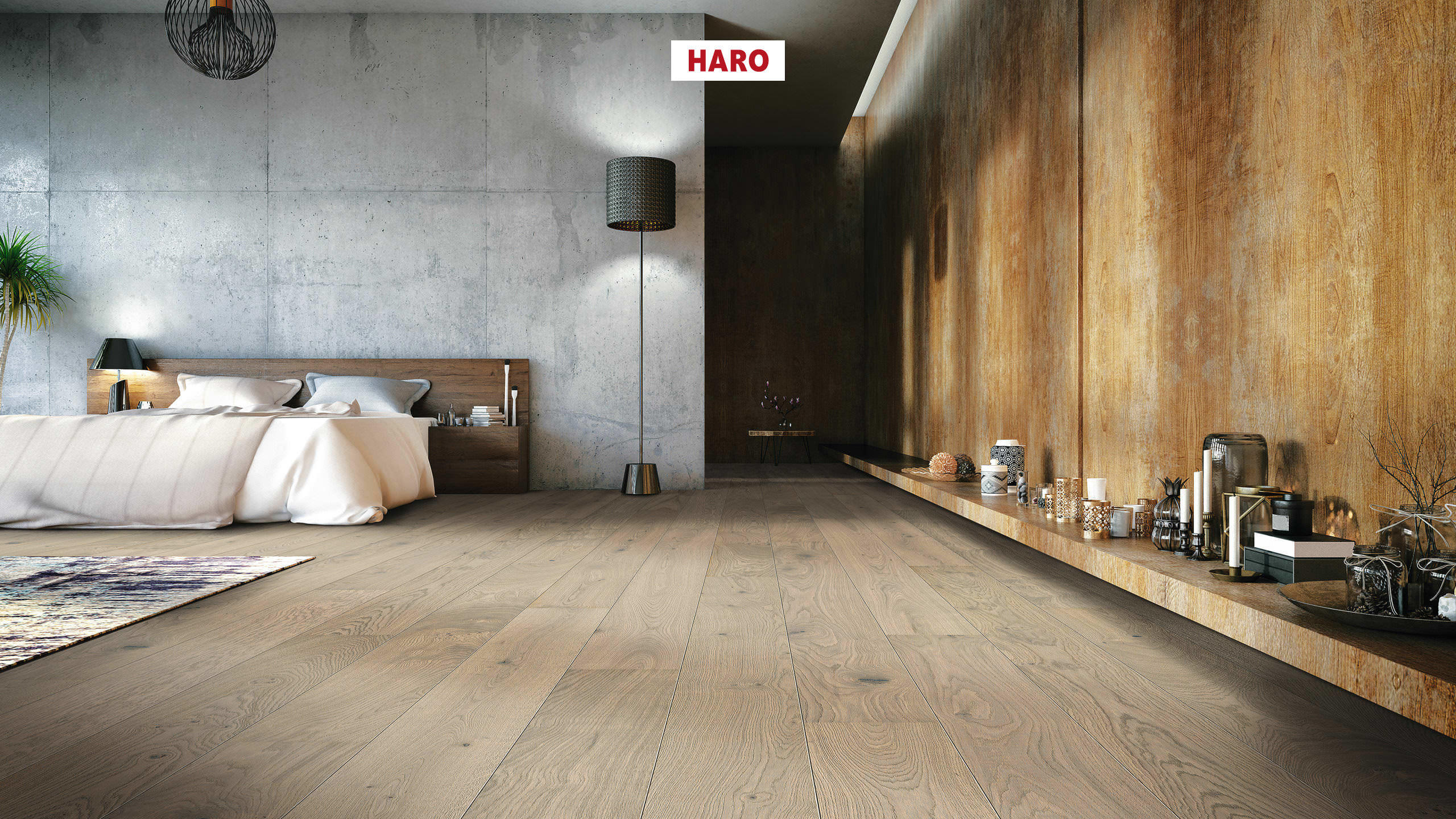 HARO PARKETGULV 4000 Plank 180 2V Eg sand grå Markant børstet naturaDur Top Connect