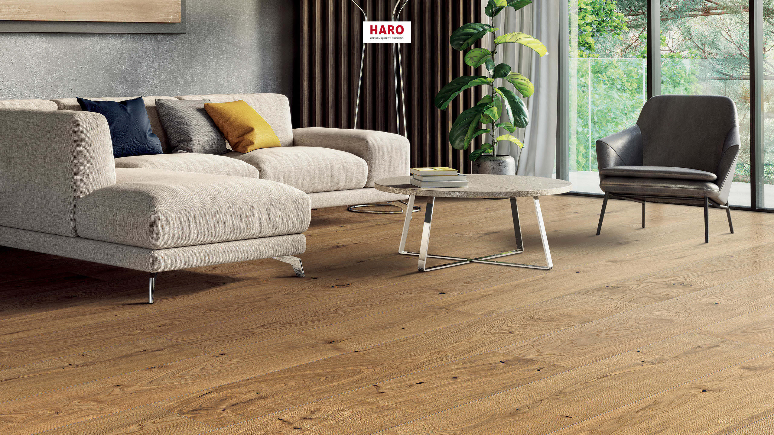 HARO PARKETGULV 4000 Plank Plaza 240 4V Eg Markant børstet naturaLin plus Top Connect