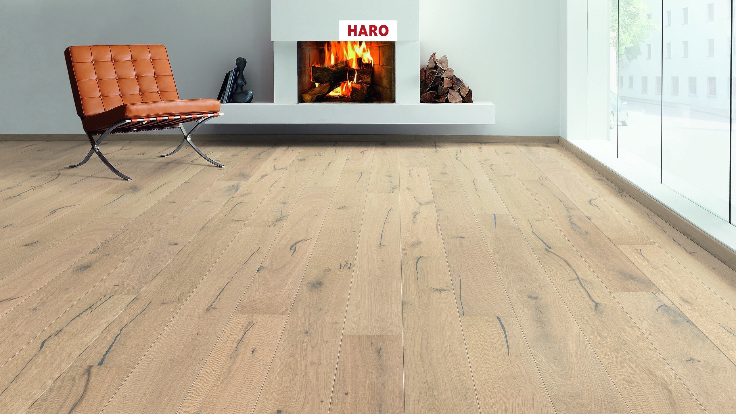 HARO PARKETGULV 2500 Plank 180 2V Eg purohvid Alabama børstet naturaLin plus Top Connect