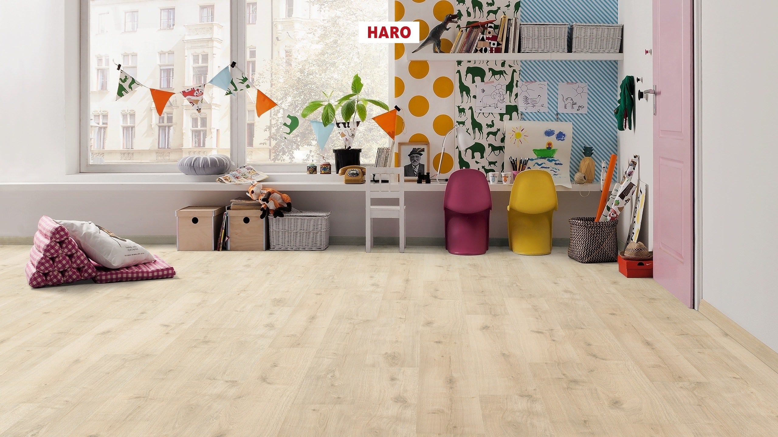 HARO Laminatgulv Specialudgave NKL31 Plank Eg Siena fløjlshvid* soft mat Silent Pro Lock plus