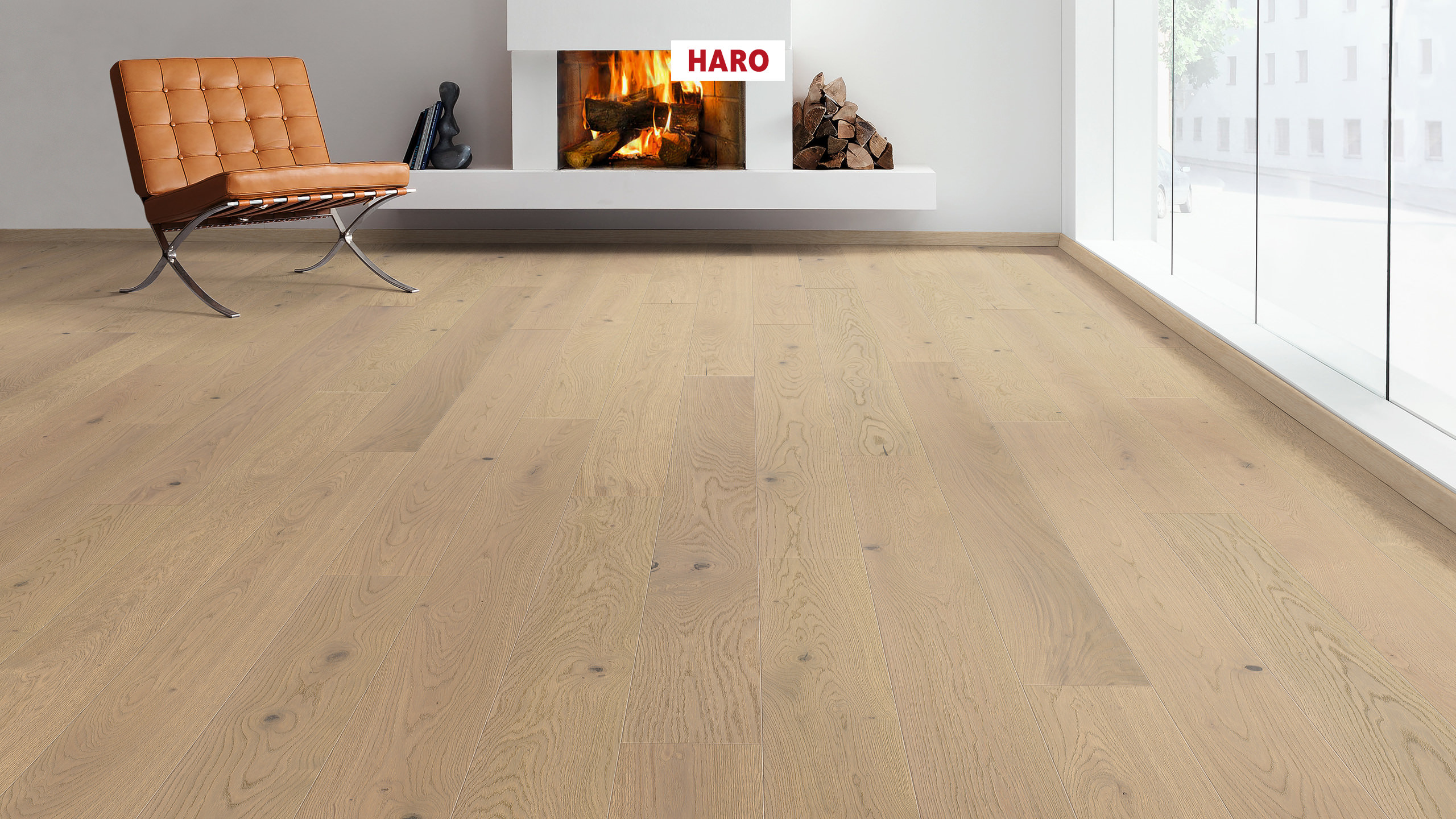 HARO PARKETGULV 4000 Plank 180 4V Eg sand grå Sauvage børstet naturaLin plus Top Connect