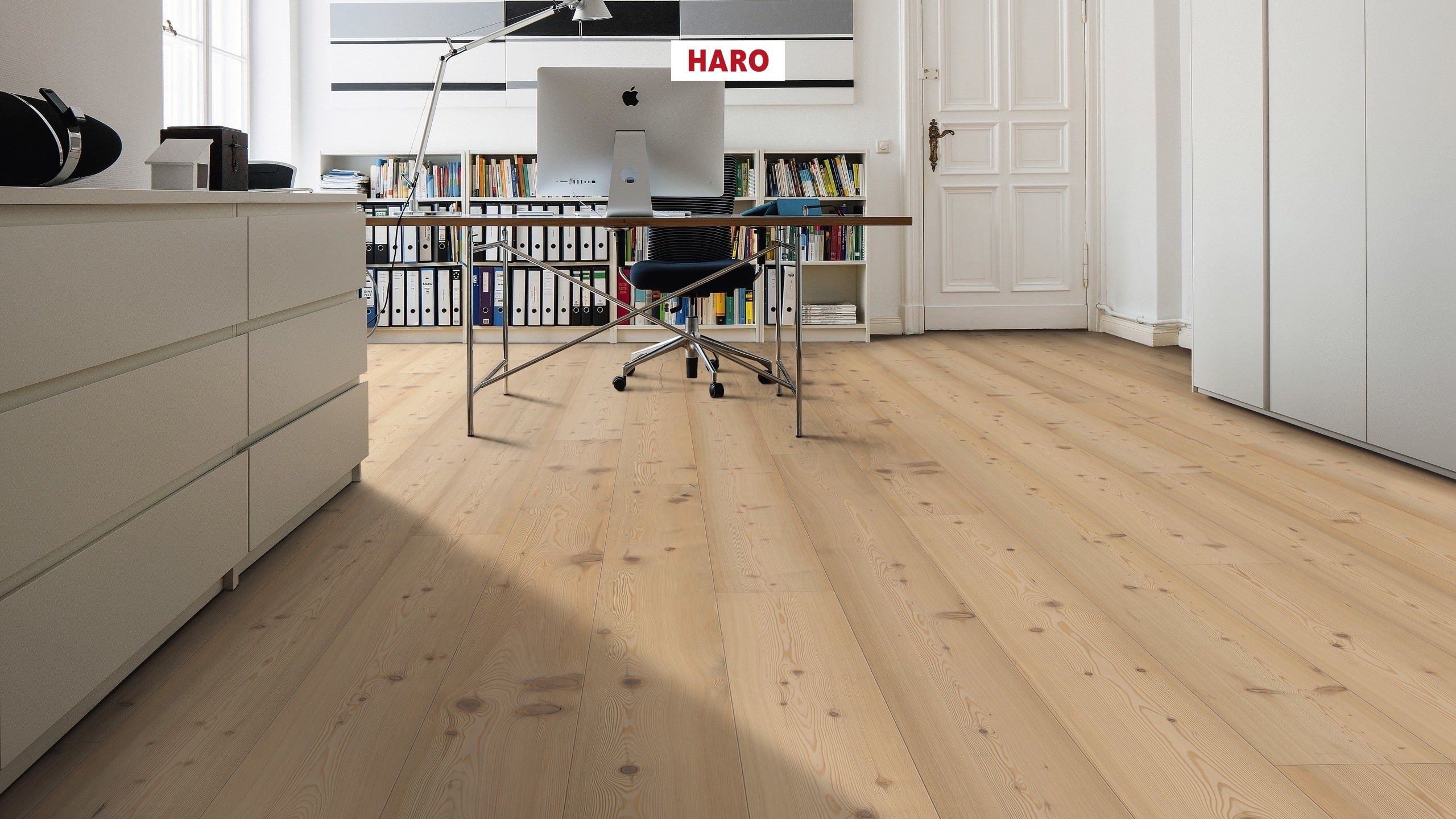 HARO PARKETGULV 4000 Plank 180 4V lærk purohvid Universal børstet naturaLin plus Top Connect