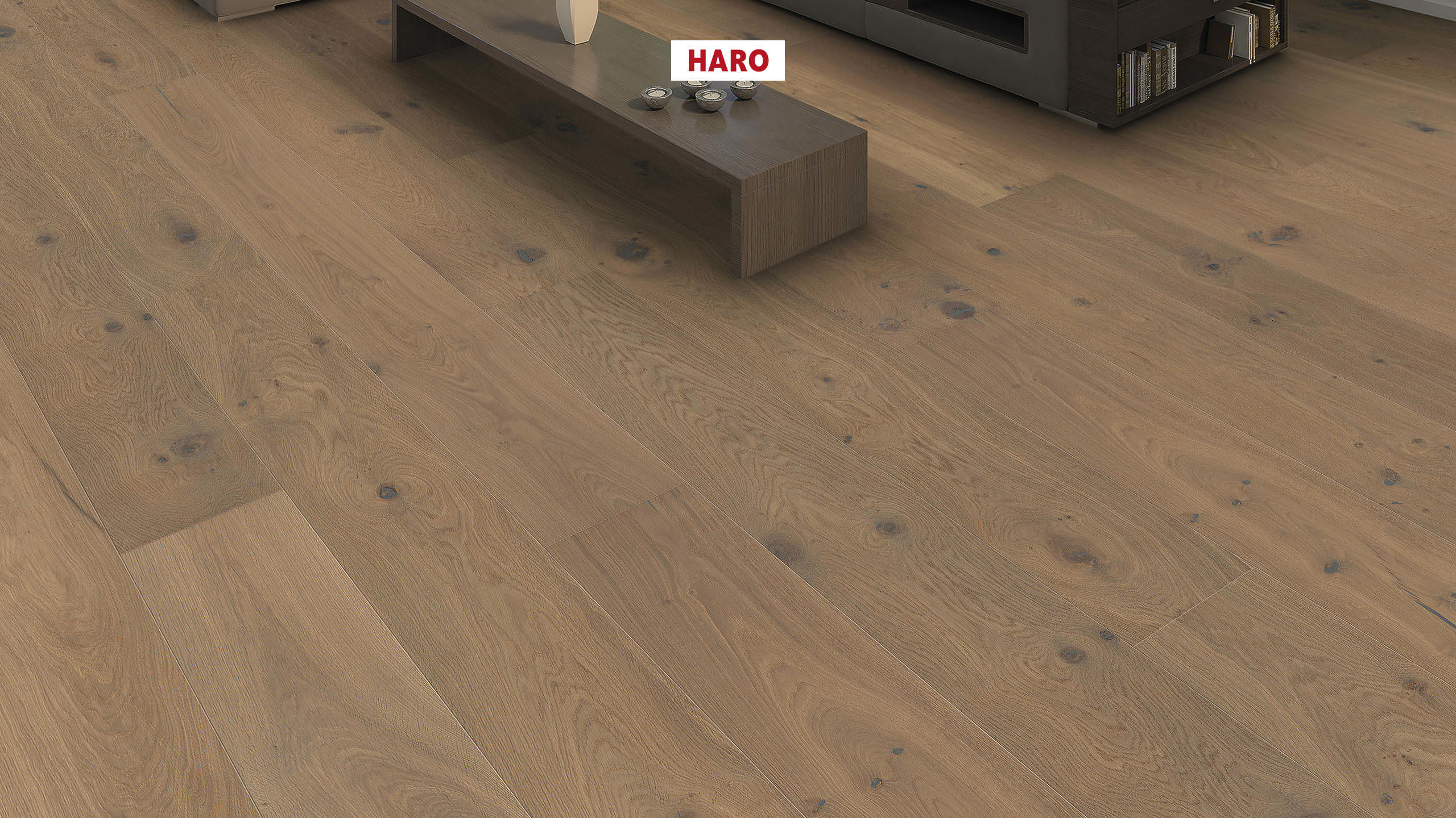 HARO PARKETGULV 4000 Plank Plaza 240 4V Afrikansk eg light purohvid Universal børstet naturaLin plus Top Connect