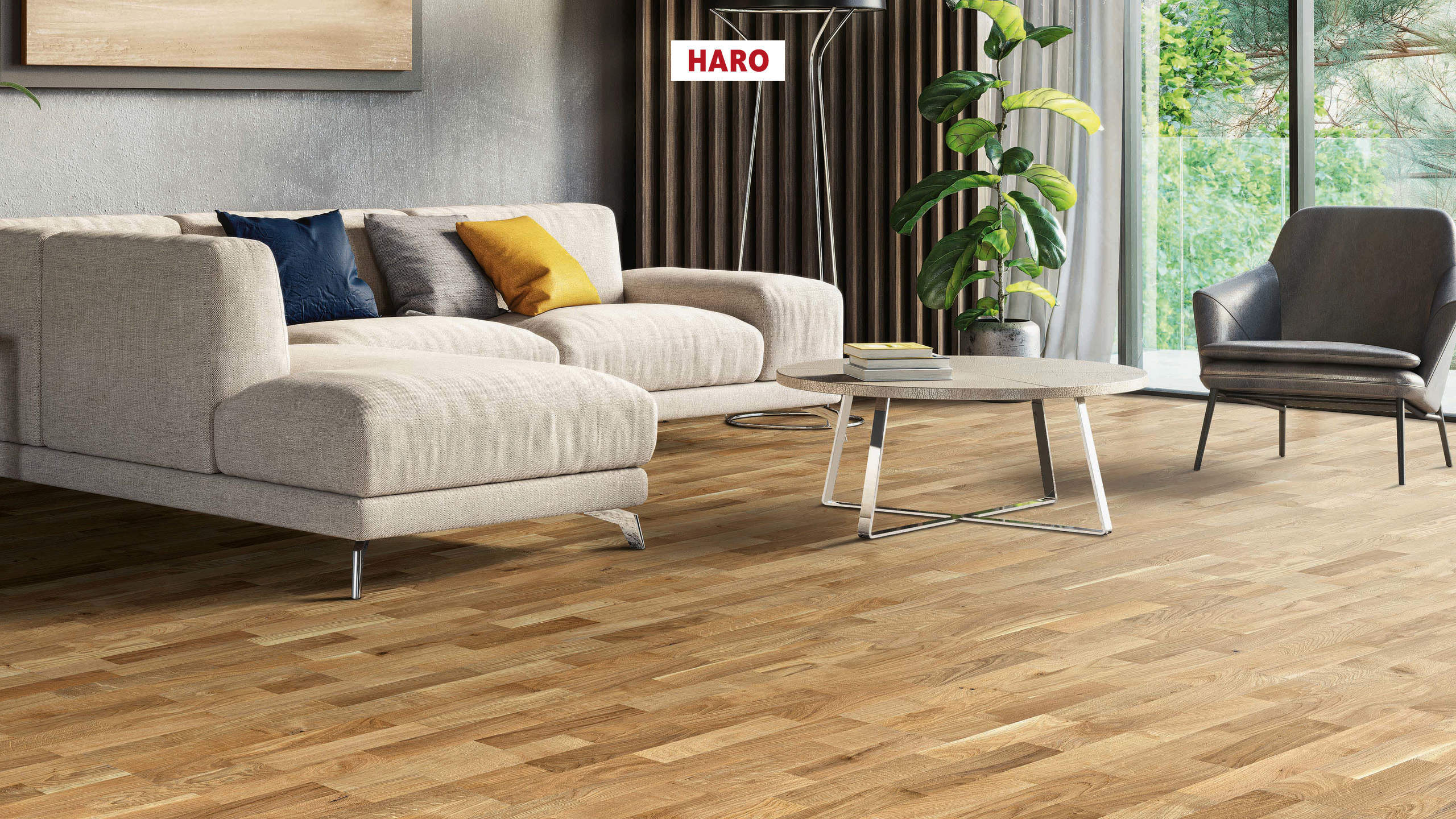 HARO PARKETGULV 12mm HDF 3 Stav Eg Köln børstet naturaLin plus Top Connect