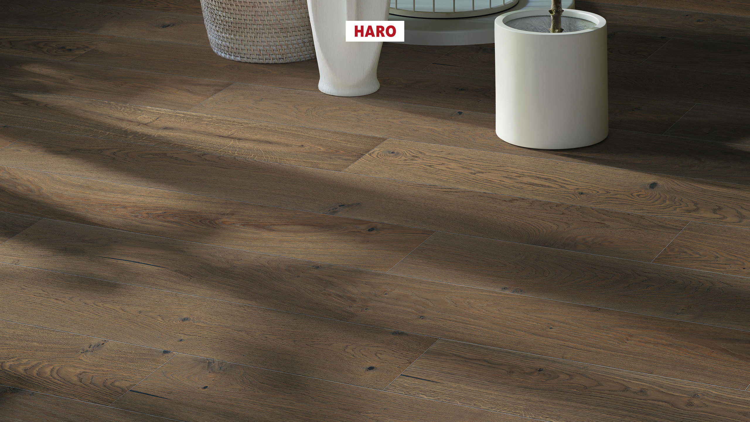 HARO PARKETGULV 4000 Plank 180 4V Eg sand grå Sauvage børstet naturaDur Top Connect