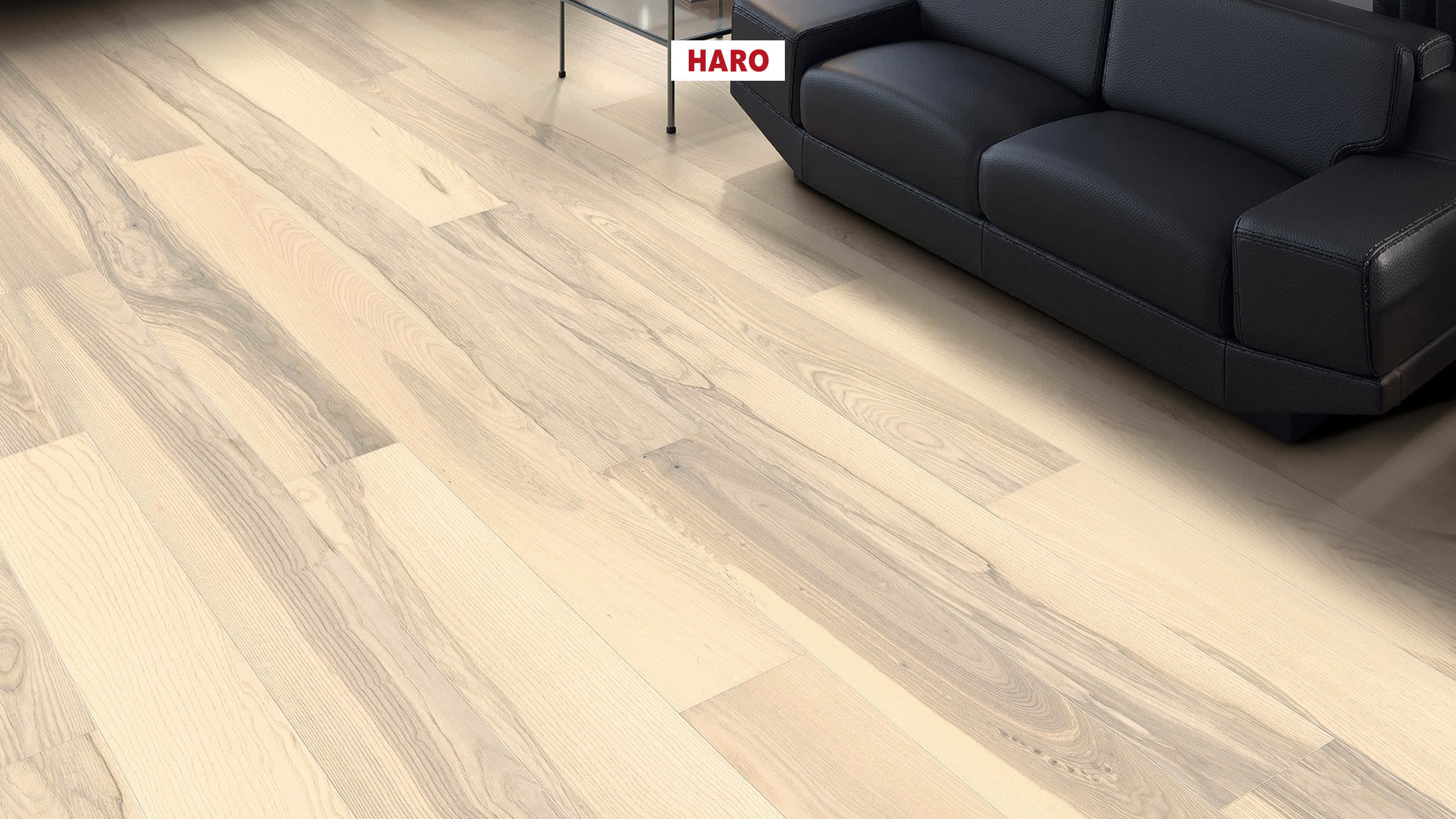 HARO PARKETGULV 4000 Plank 180 4V Ask lysehvid Universal børstet naturaDur Top Connect