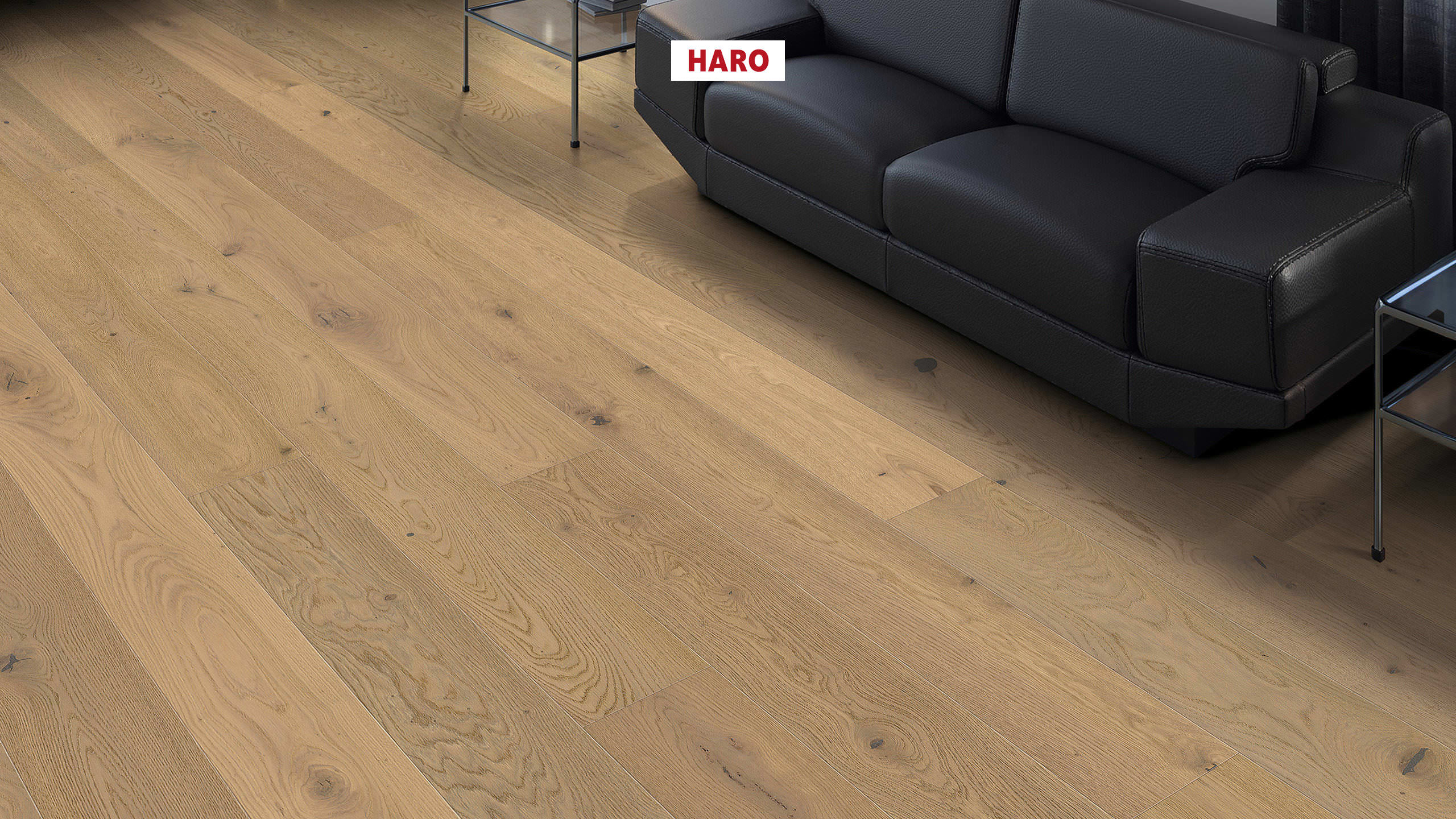 HARO PARKETGULV 4000 Plank 180 4V Afrikansk eg light purohvid Sauvage børstet naturaLin plus Top Connect