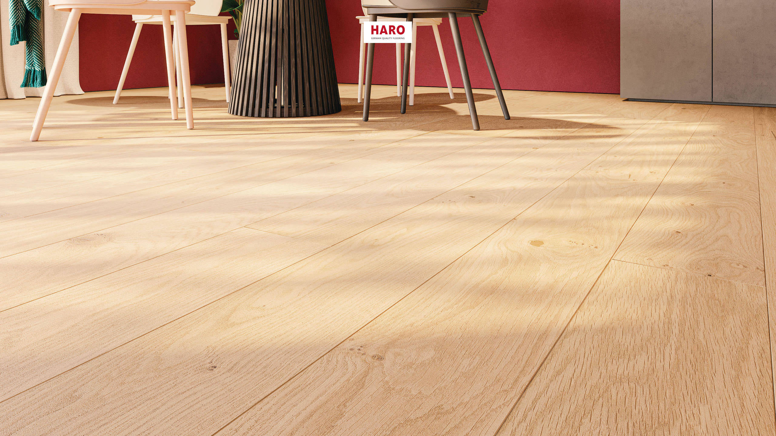 HARO Parketgulv 4000 1900 mm Plank 180 4V Eg lys naturlig børstet mat lakeret Top Connect