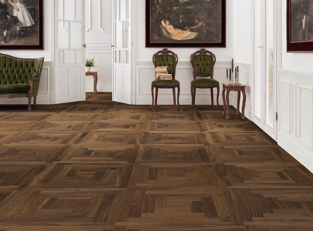 parkettmanufaktur by HARO 18 mm Tafel Loop 4V Amerikanischer Nussbaum oleovera Nut & Feder