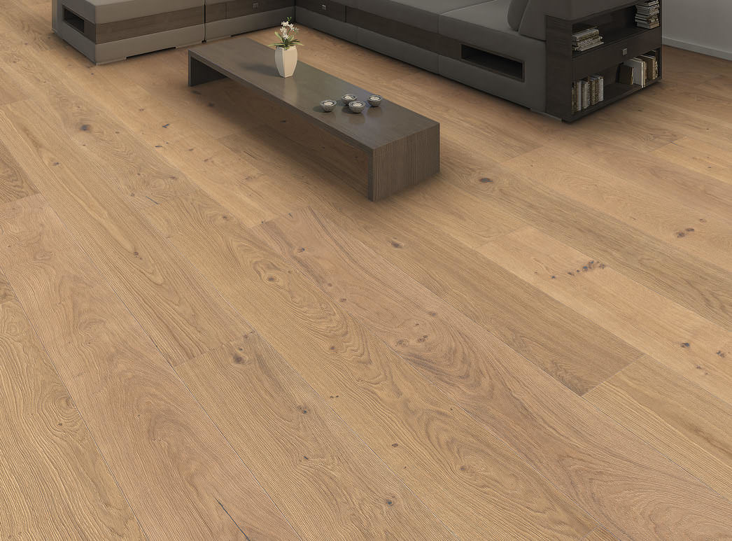 Produktbild 1 Landhausdiele Plaza 240 4V Eiche puroweiß Universal alpin strukturiert