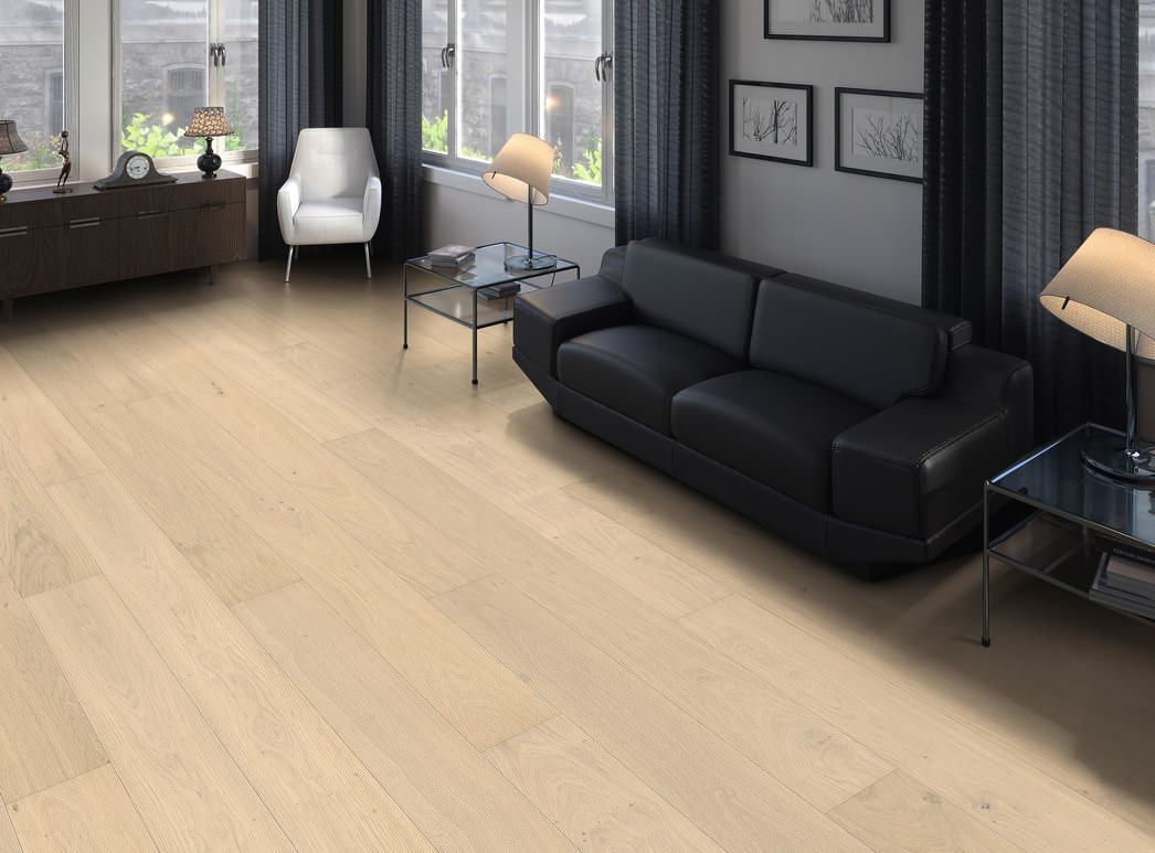 HARO PARKETT 4000 Landhausdiele Maxim 4V Eiche lichtweiß Markant strukturiert naturaDur Nut & Feder