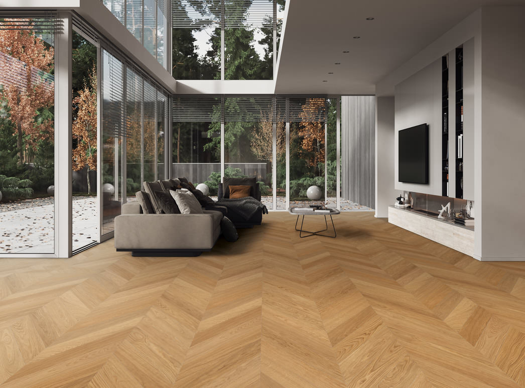 parkettmanufaktur by HARO Chevron 4V Eiche Selectiv strukturiert oleovera Nut & Feder