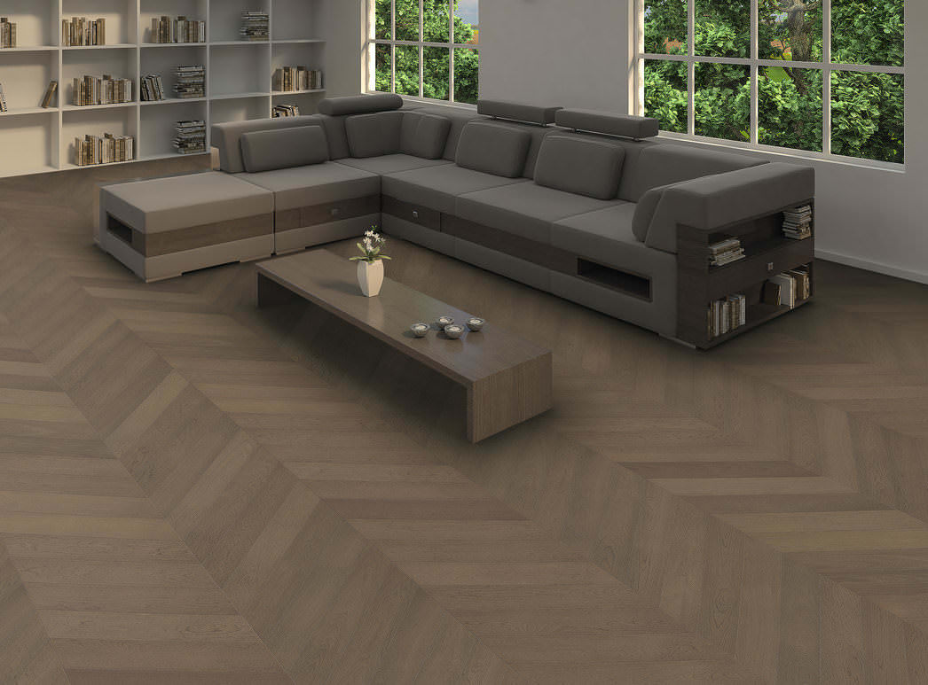 parkettmanufaktur by HARO Chevron 4V Eiche graphitgrau Selectiv strukturiert oleovera Nut & Feder