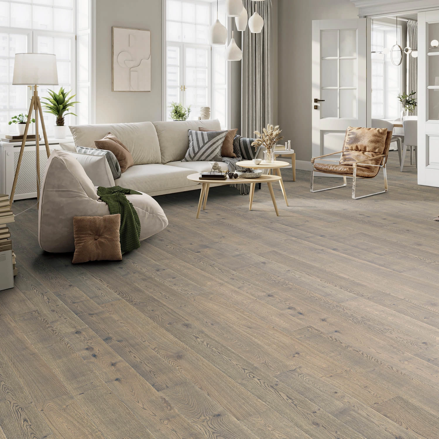 Produktbild 3 Landhausdiele 180 4V Eiche tabakgrau Sauvage retro strukturiert