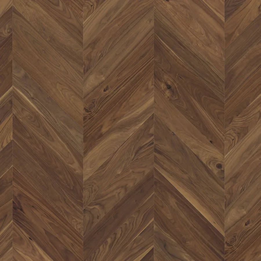 Produktbild parkettmanufaktur by HARO Chevron 4V Amerikanischer Nussbaum Selectiv oleovera Nut & Feder