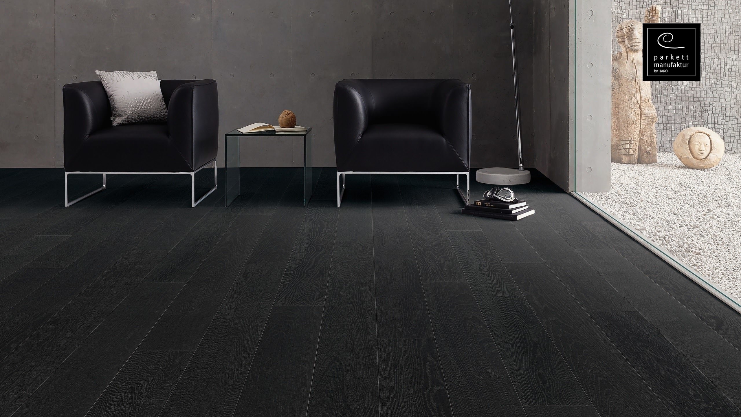 parkettmanufaktur by HARO 4000 Landhausdiele 4V Eiche carbonschwarz Selectiv strukturiert oleovera Top Connect