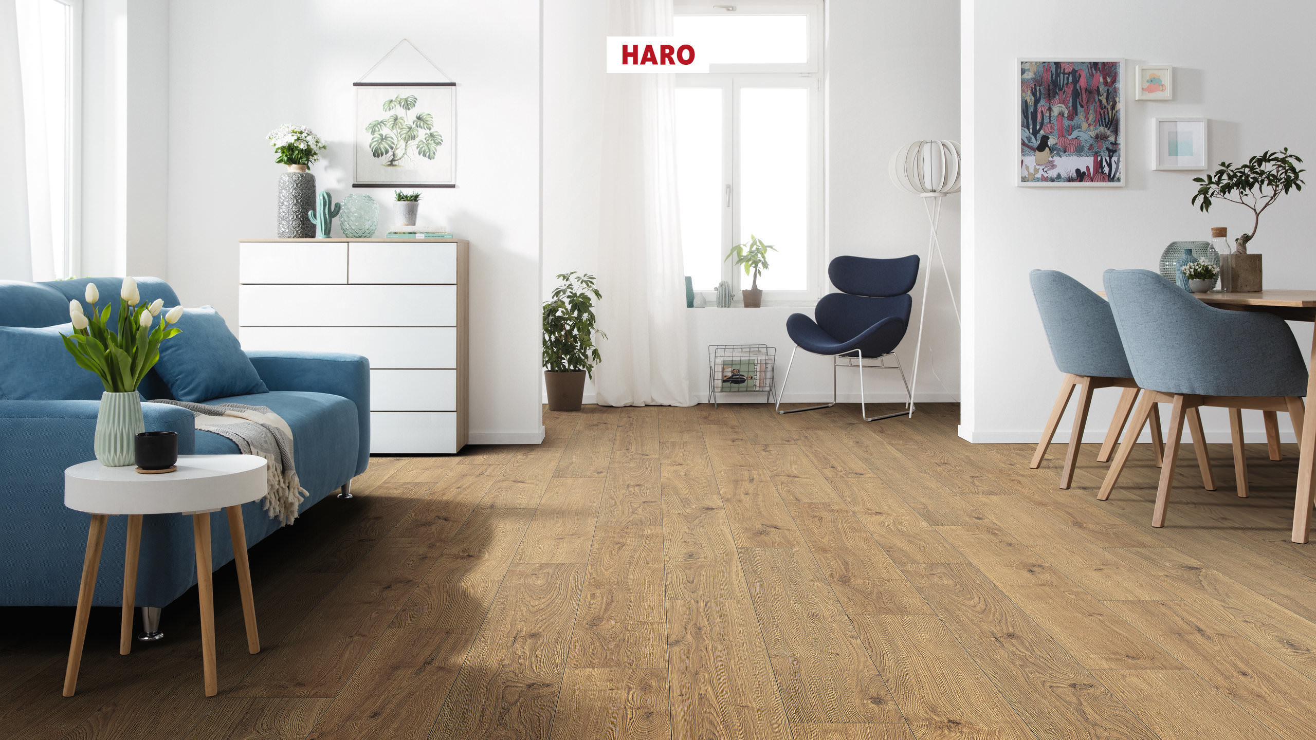 HARO Laminatboden TRITTY 100 Landhausdiele 4V Eiche Portland natur* authentic Silent Pro Top Connect