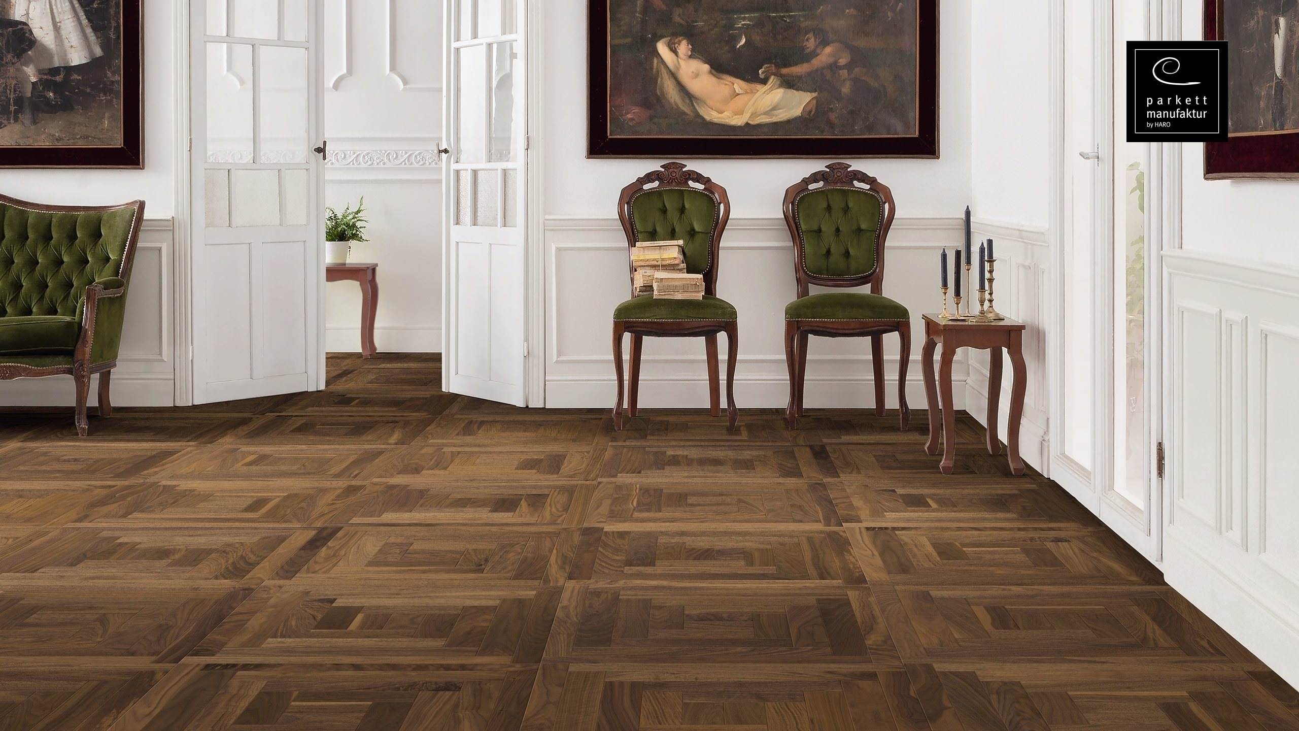 parkettmanufaktur by HARO 18 mm Tafel Loop 4V Amerikanischer Nussbaum oleovera Nut & Feder