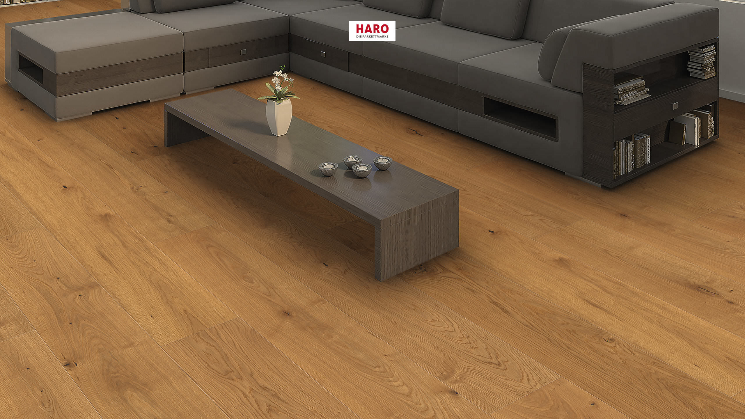 HARO PARKETT 4000 Landhausdiele Plaza 240 4V Eiche Markant strukturiert naturaLin plus Top Connect