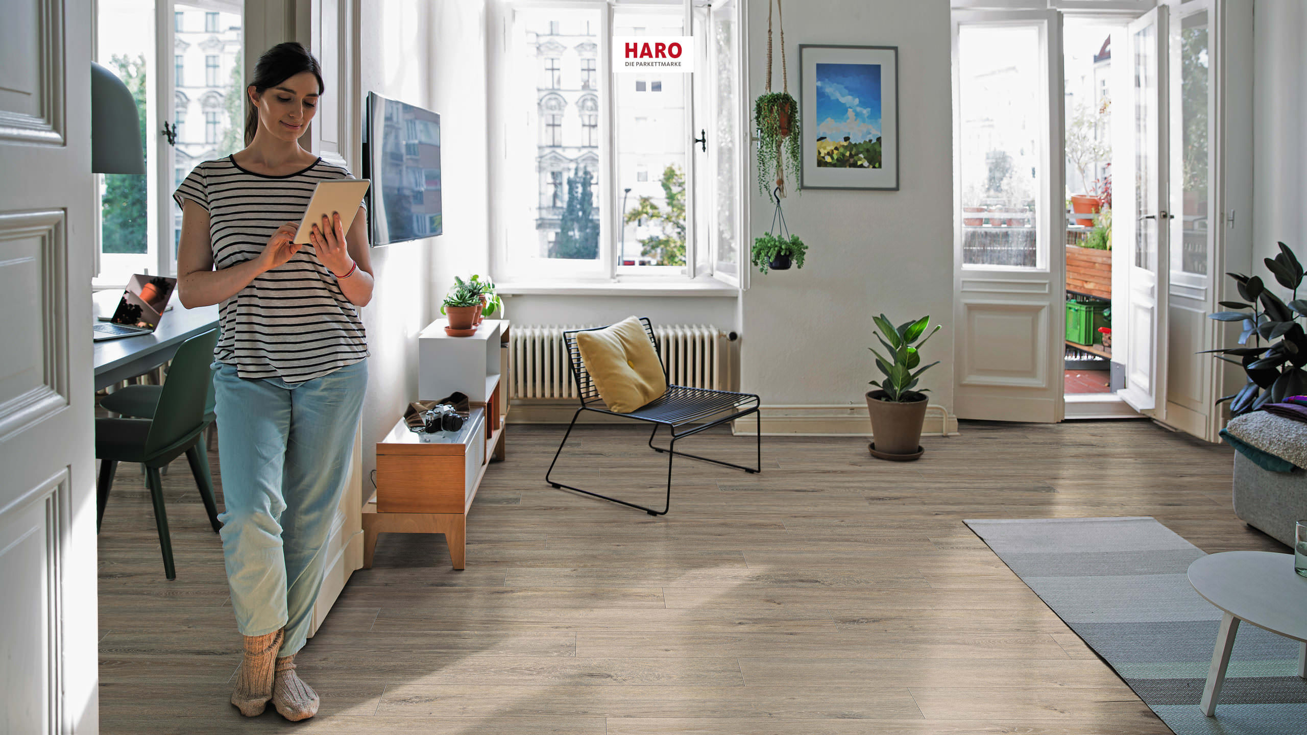 HARO Laminatboden TRITTY 200 Aqua Landhausdiele 4V Eiche Veneto mocca* authentic matt Silent Pro Top Connect