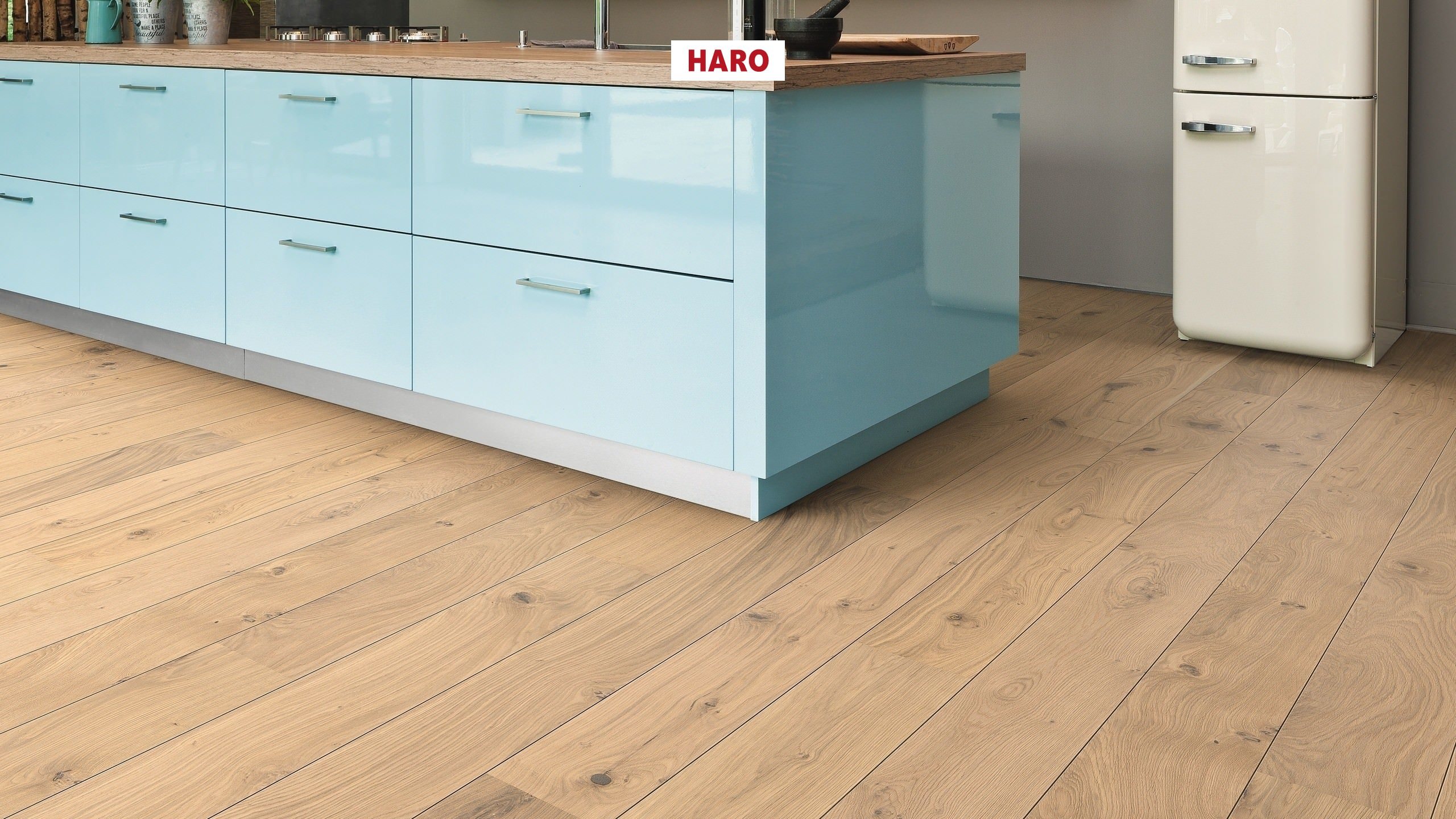HARO PARKETT 2500 Landhausdiele 180 2V Eiche puroweiß Universal strukturiert naturaLin plus Top Connect