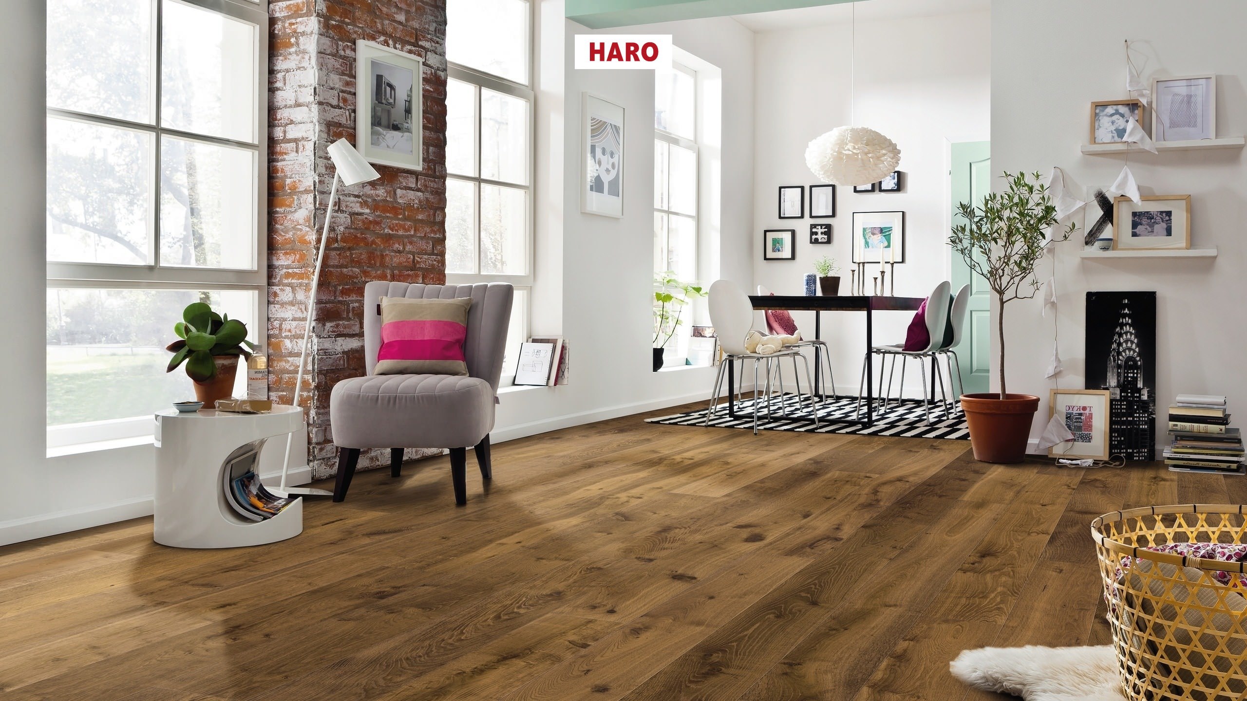 HARO PARKETT 4000 Landhausdiele 180 4V Raucheiche Sauvage strukturiert naturaLin plus Top Connect