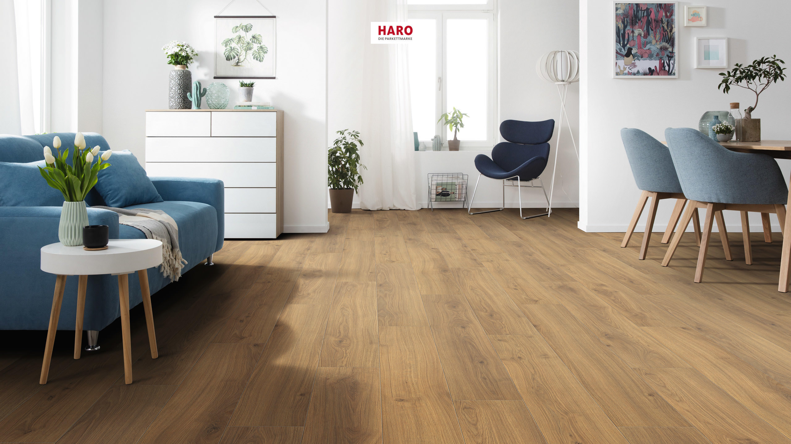 HARO Laminatboden TRITTY 200 Aqua Landhausdiele 4V Eiche Emilia Honig* authentic soft Silent CT Top Connect