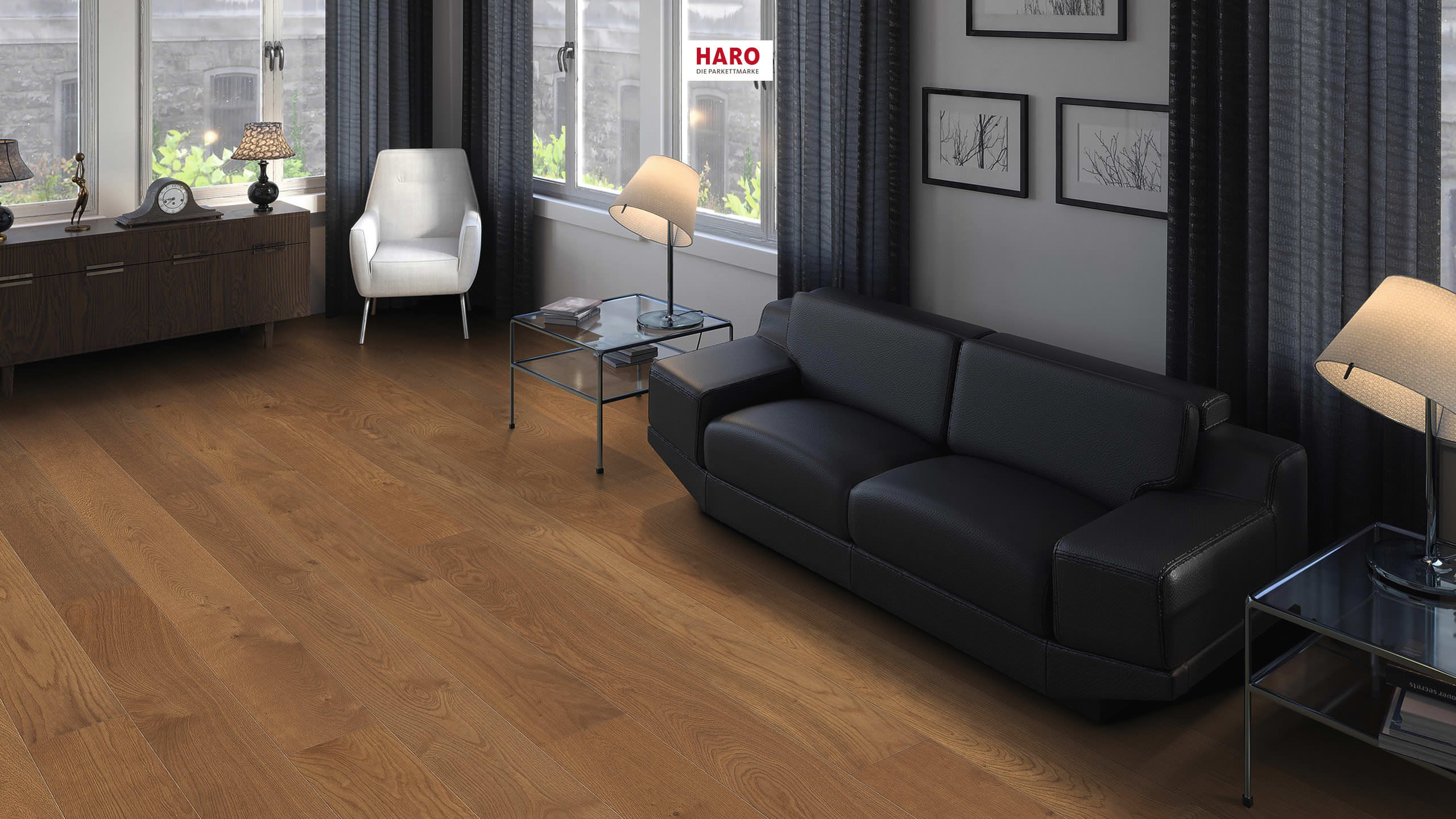 HARO PARKETT 4000 Landhausdiele Maxim 4V Bernsteineiche Markant strukturiert naturaLin plus Nut & Feder