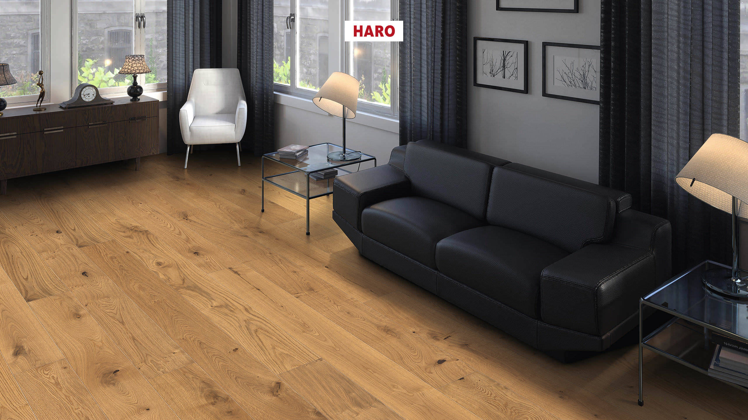 HARO PARKETT 4000 Landhausdiele Maxim 4V Eiche Sauvage strukturiert naturaDur Nut & Feder