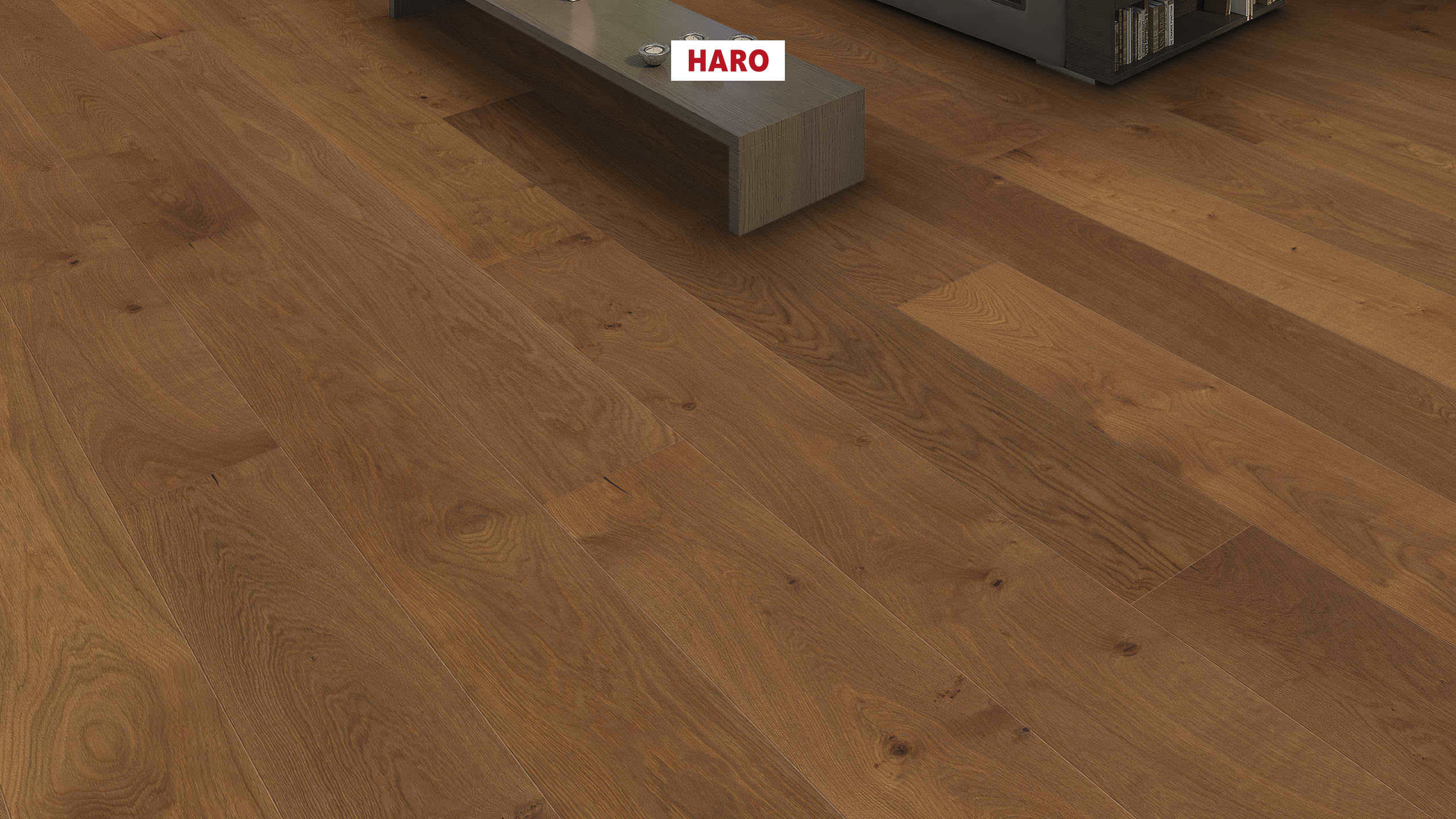HARO PARKETT 4000 Landhausdiele Plaza 240 4V Bernsteineiche Markant strukturiert naturaLin plus Top Connect