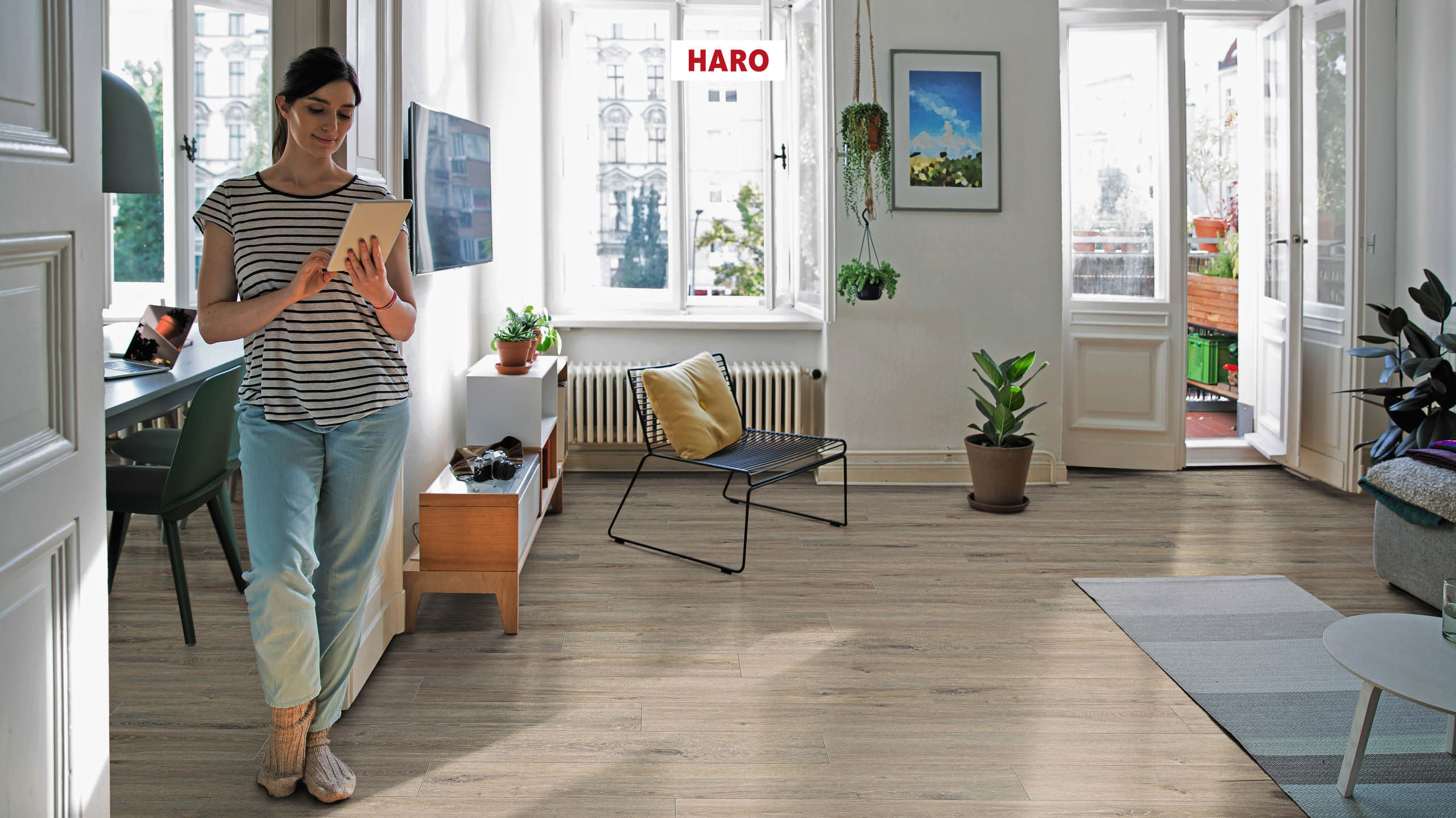 HARO Laminatboden TRITTY 100 Landhausdiele 4V Eiche Veneto mocca* authentic matt Top Connect