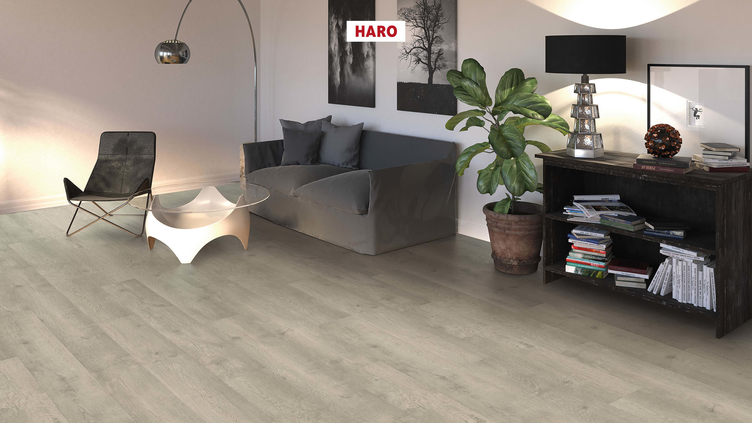 HARO Laminatboden TRITTY 100 Landhausdiele 4V Eiche Bergamo silbergrau* authentic soft Silent Pro Top Connect