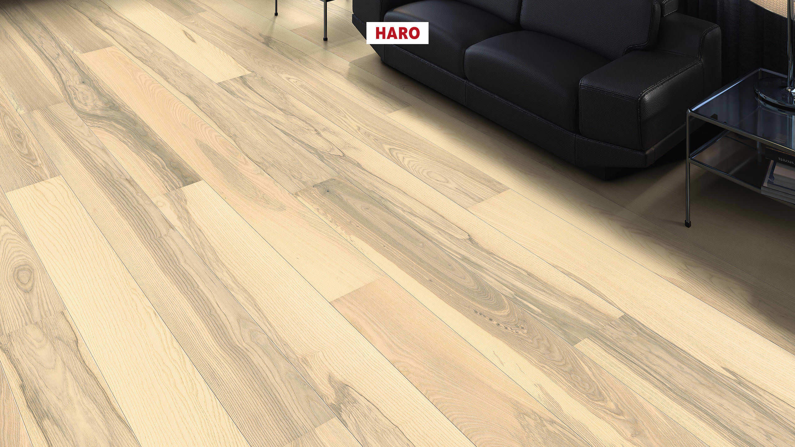 HARO PARKETT 4000 Landhausdiele 180 2V Esche lichtweiß Universal strukturiert naturaDur Top Connect