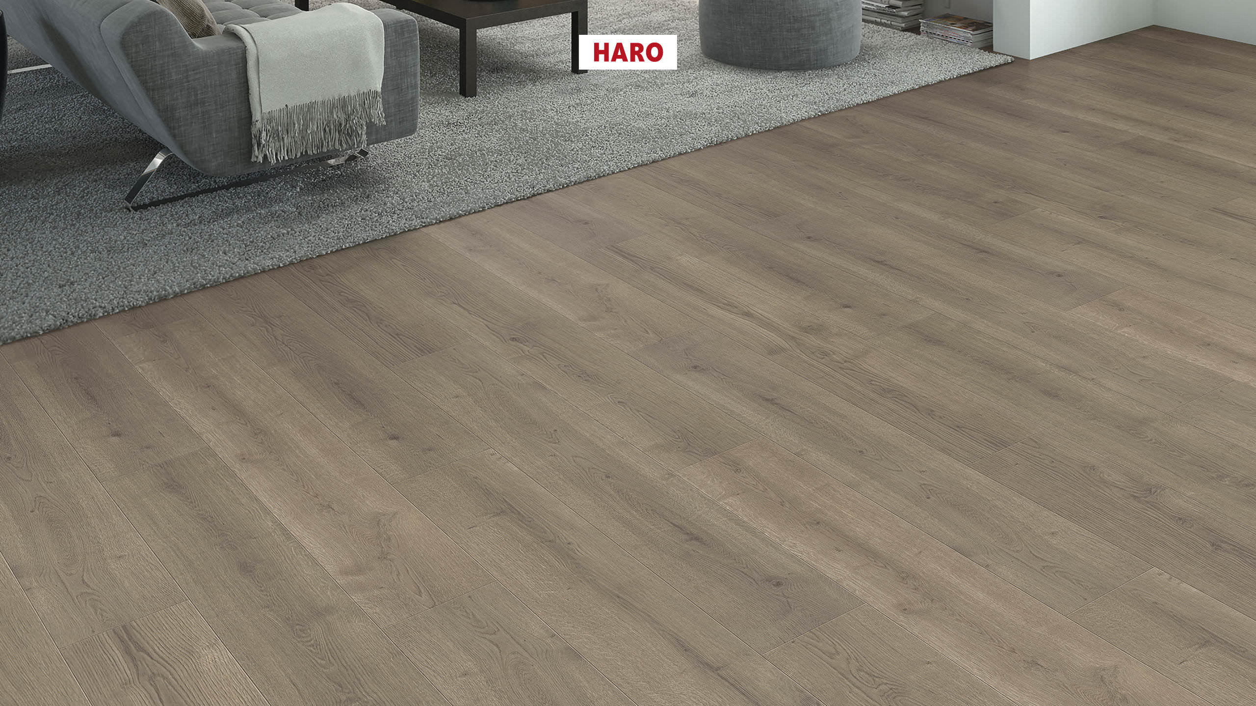 HARO Laminatboden TRITTY 90 Landhausdiele 4V Eiche Bari grau* authentic Silent CT Top Connect