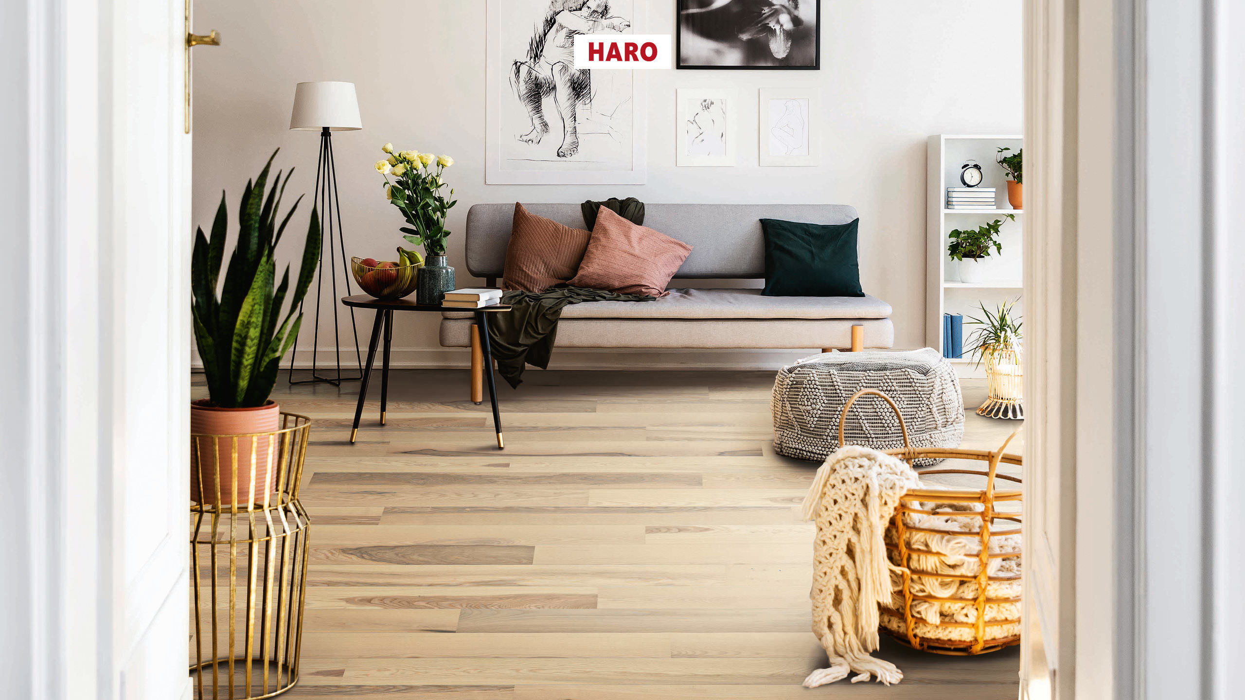 HARO PARKETT 13,5 mm Landhausdiele 2V Esche Nürnberg strukturiert permaDur Top Connect