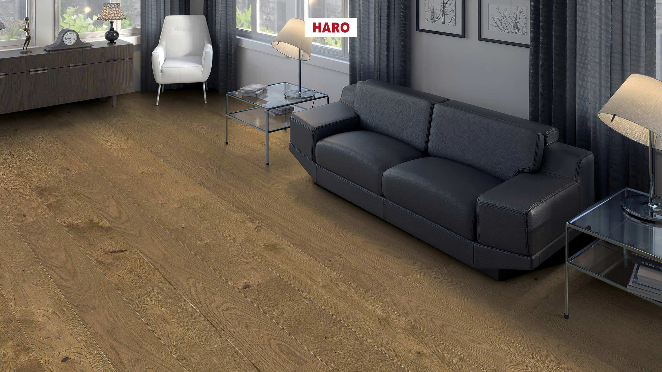 HARO PARKETT 2500 Landhausdiele 180 2V Eiche vintagebraun Universal strukturiert naturaDur Top Connect