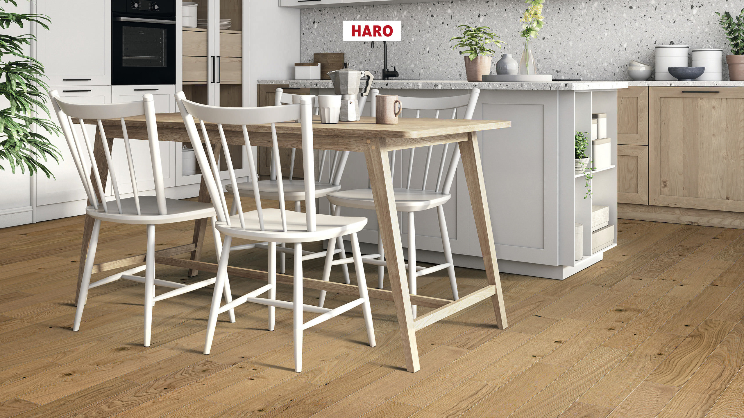 HARO PARKETT 3000 ECO Landhausdiele 4V Eiche Universal strukturiert naturaLin plus Top Connect