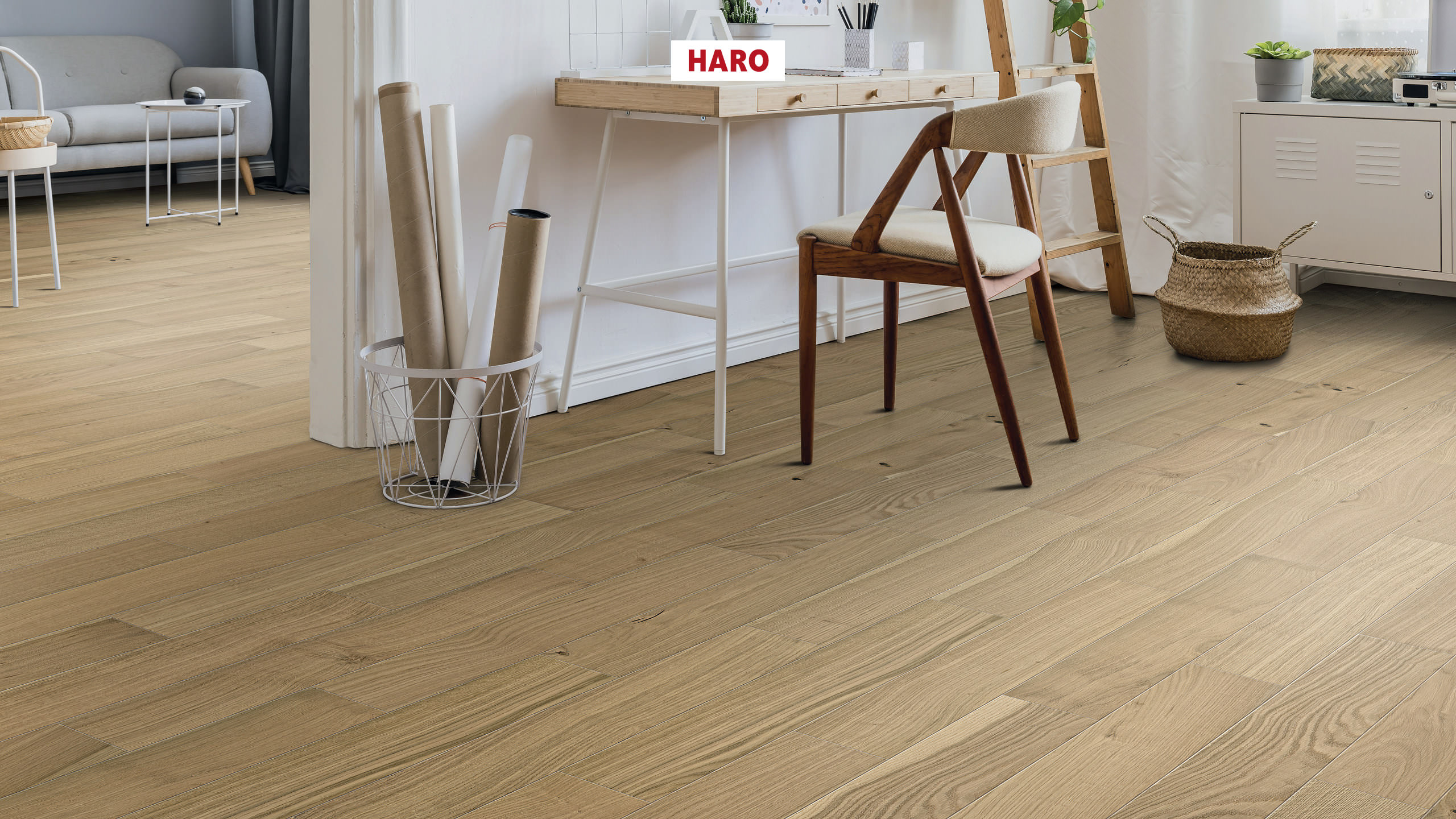 HARO PARKETT 3000 ECO Landhausdiele 4V Eiche invisible Universal strukturiert naturaLin plus Top Connect