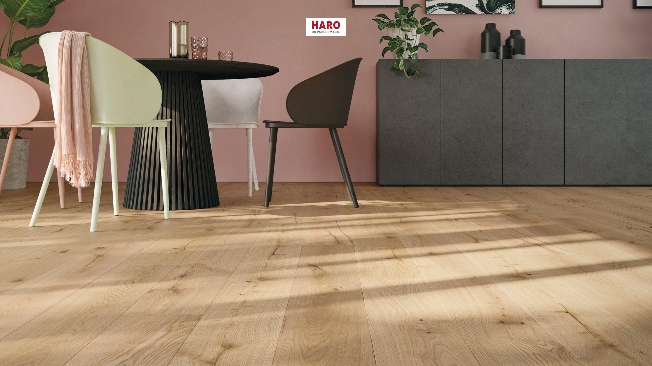 HARO PARKETT 4000 Landhausdiele 180 4V Eiche Hell Rustikal strukturiert matt versiegelt Top Connect
