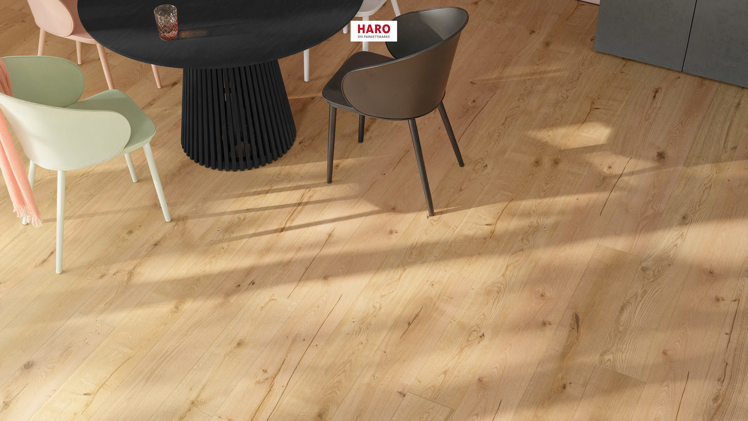 HARO PARKETT 4000 Landhausdiele 180 4V Eiche Hell Rustikal strukturiert matt versiegelt Top Connect
