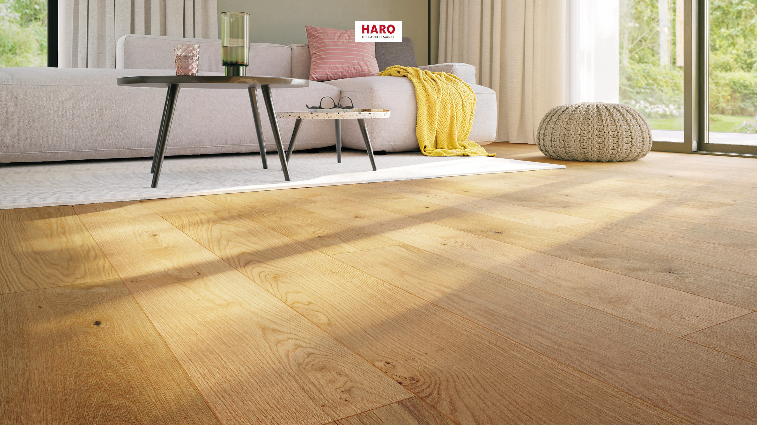 HARO PARKETT 4000 1750 mm Landhausdiele 180 4V Eiche Elegant strukturiert matt versiegelt Top Connect
