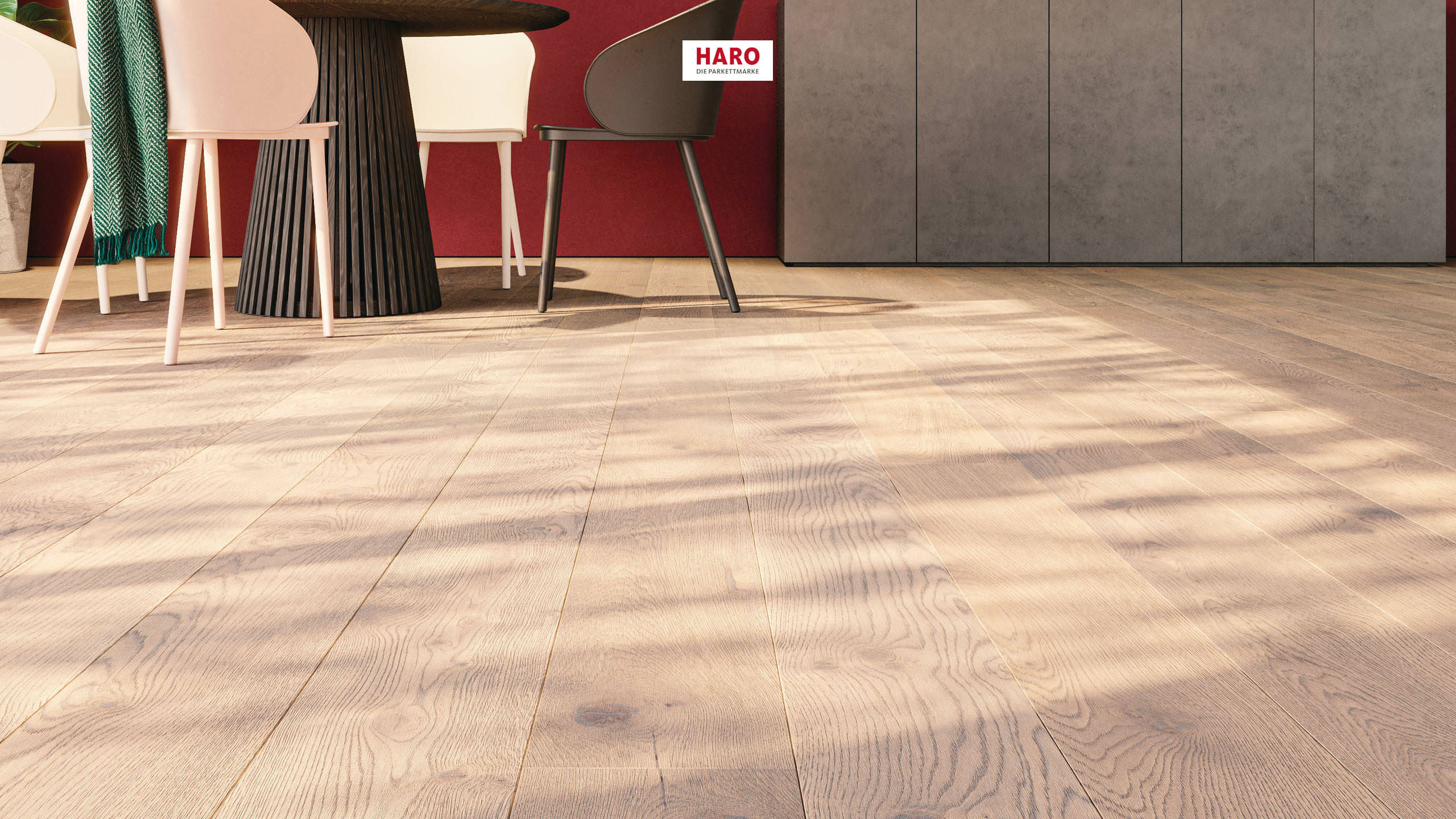 HARO Parkett 4000 Landhausdiele 180 4V Eiche tabakgrau natürlich retro strukturiert Naturöl Finish Top Connect