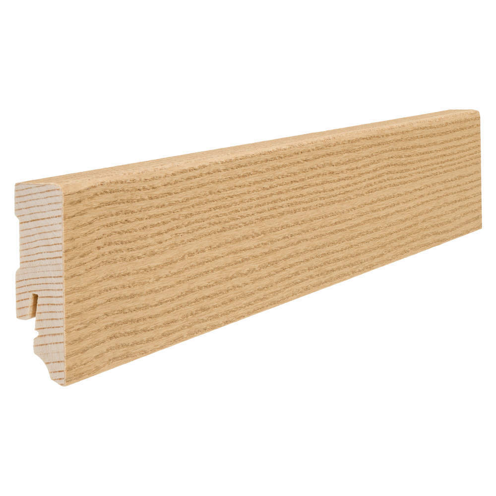 Skirting with solid wood core 16 x 58 mm cube 2,2 m veneered oiled Oak Invisible