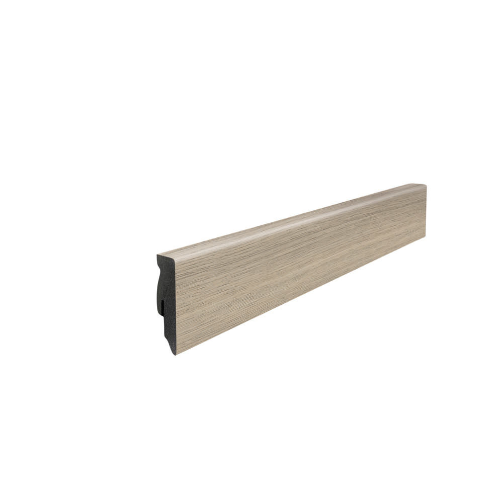 Stick on skirting 16 x 58 mm cube 2,2 m MDF core, lam. cover Oak Emilia Velvet Grey*